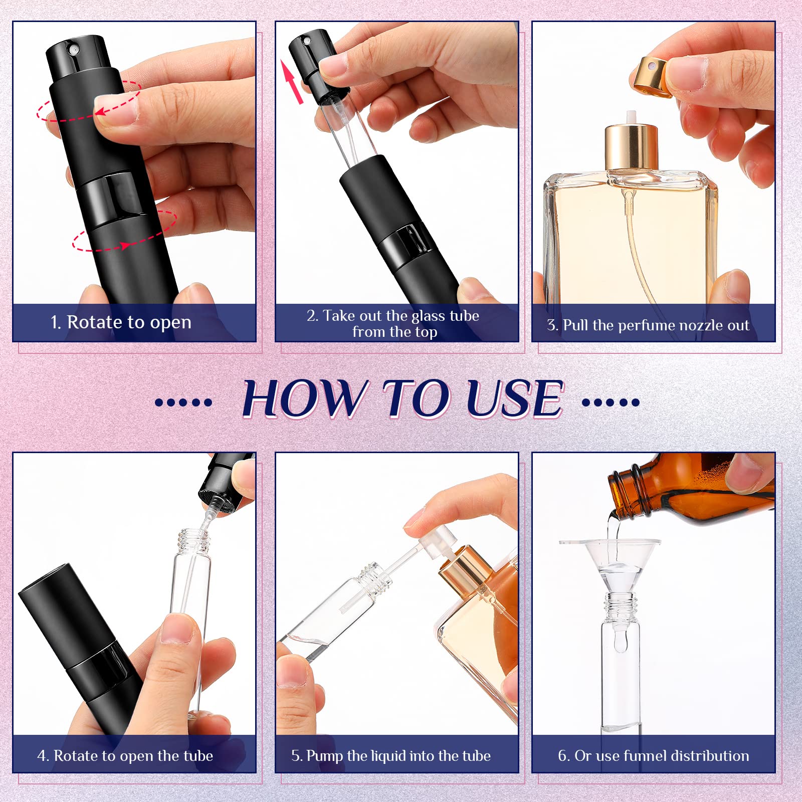 Remerry 15 Pcs 8 Ml Perfume Atomizer Refillable Small Perfume Spray Bottle Empty Travel Sprayer Portable Perfume Dispenser With