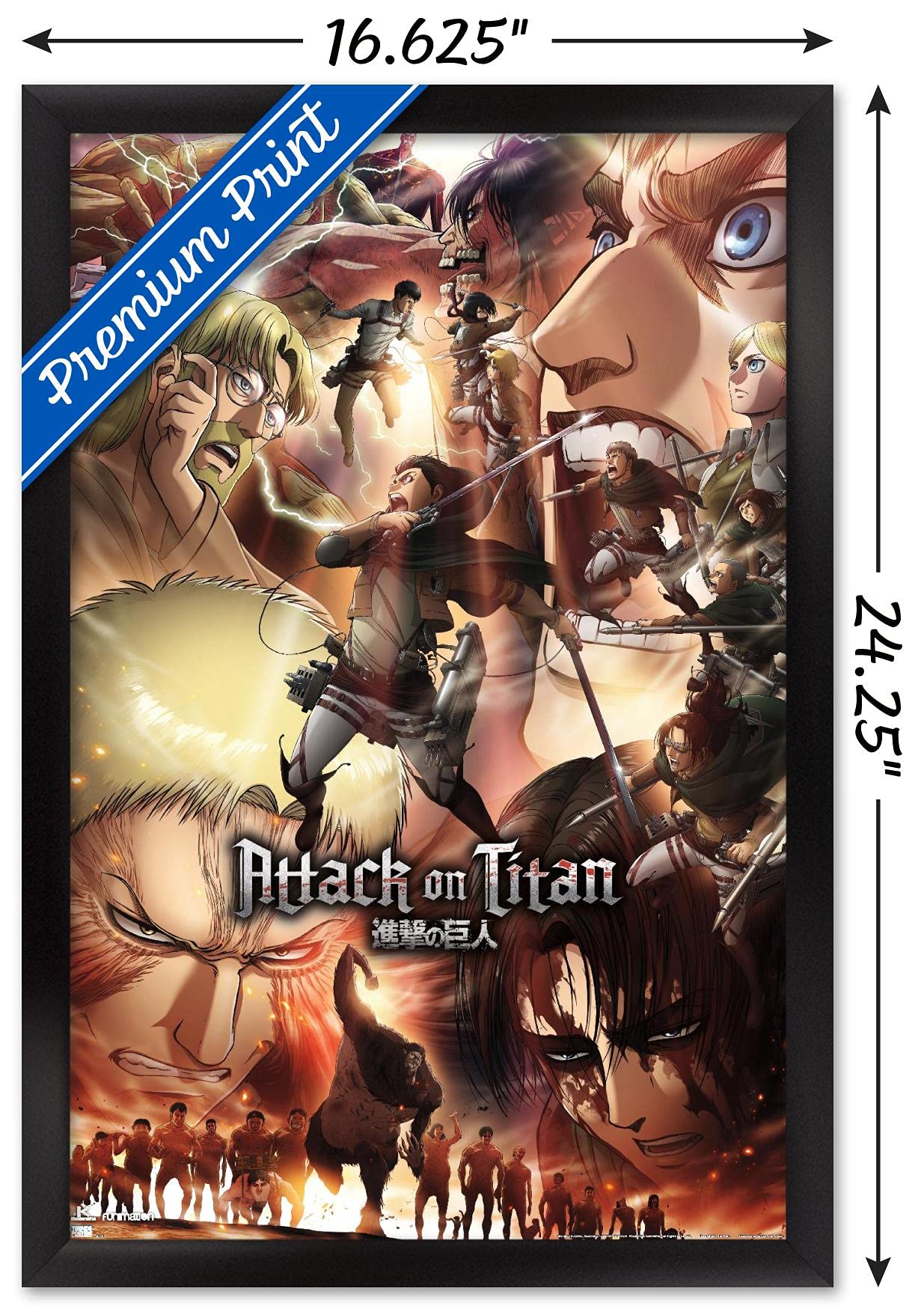 Trends International Attack On Titan: Season 3 - Key Art Wall Poster, 14.72'' X 22.37'', Black Framed Version