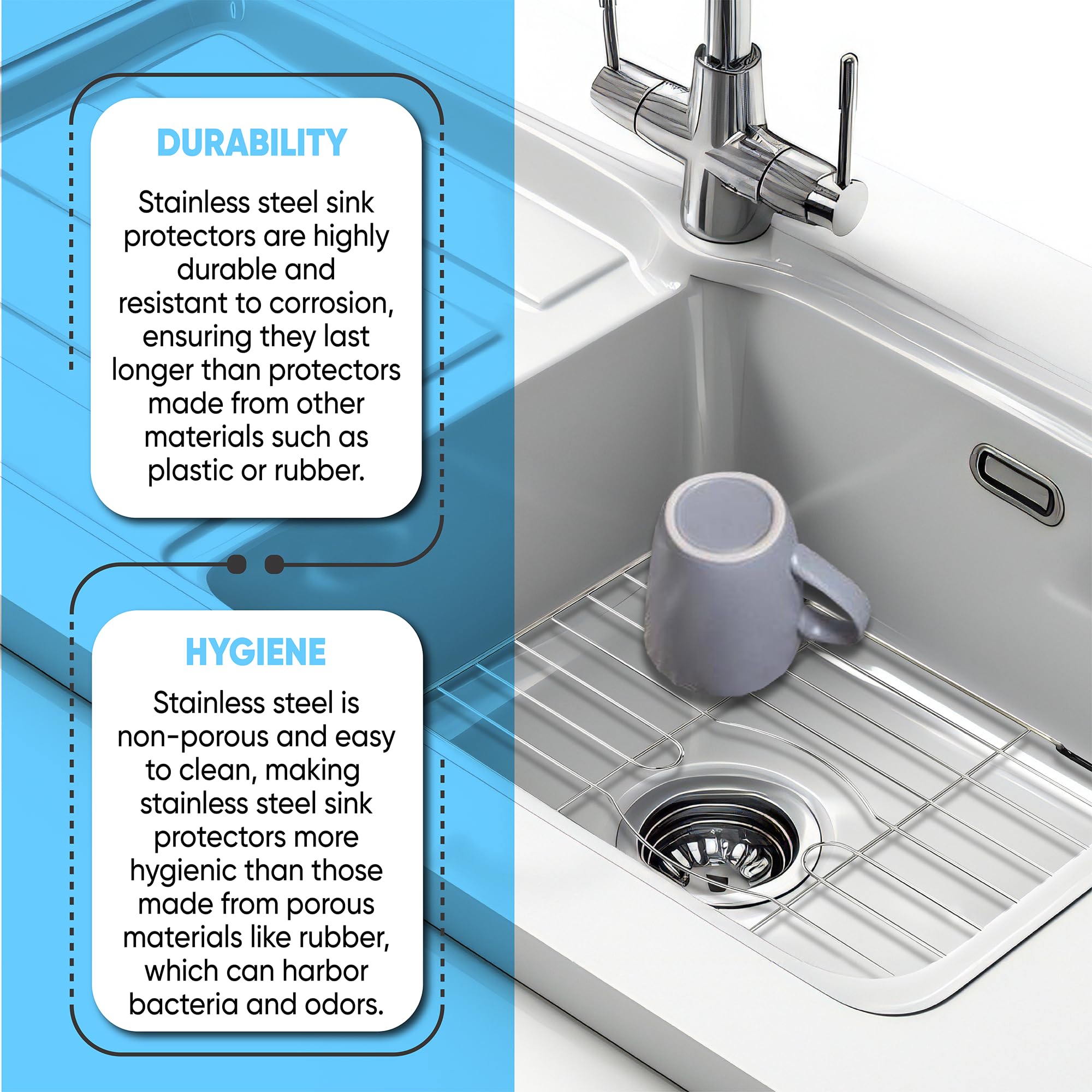 Better Houseware Stainless Steel Sink Protector Mat 23 x 14.4 x 1, Premium Rack for Kitchen Sinks, Durable Stainless Steel