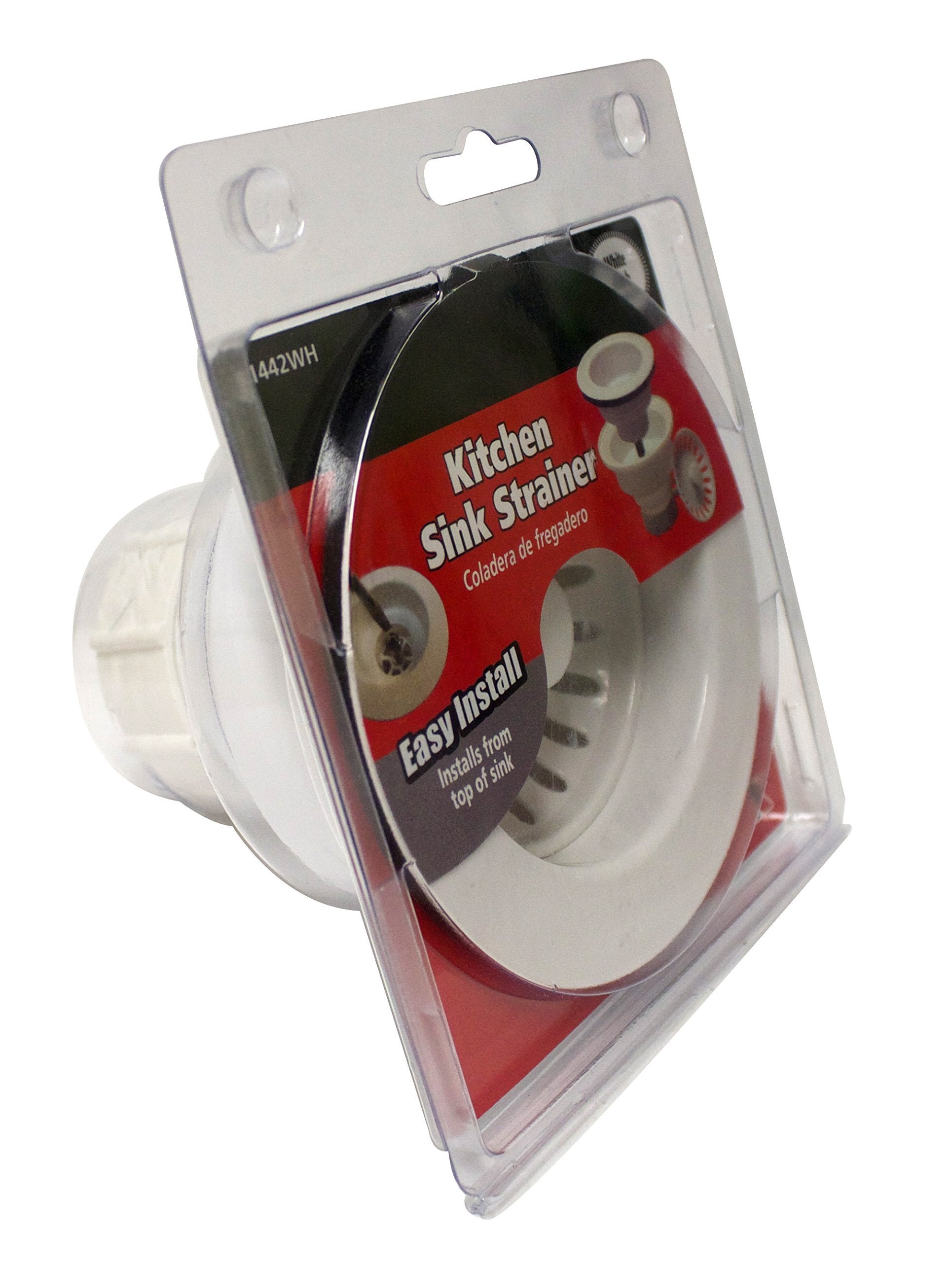 Plumb Pak K1442Wh Deep Cup Plastic Sink Strainer With Fixed Post Basket, White