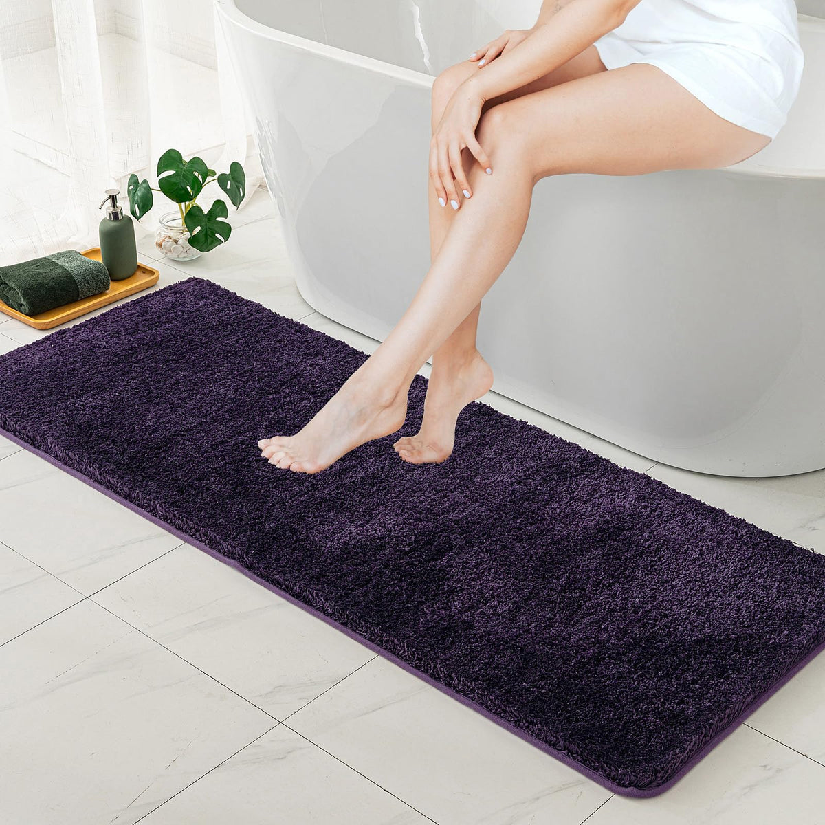Miulee Thick Bathroom Runner Rug - Long Absorbent Bath Mat For Bathroom Floor, Tub, Kitchen And Hallway, Non Slip Rubber Backsid