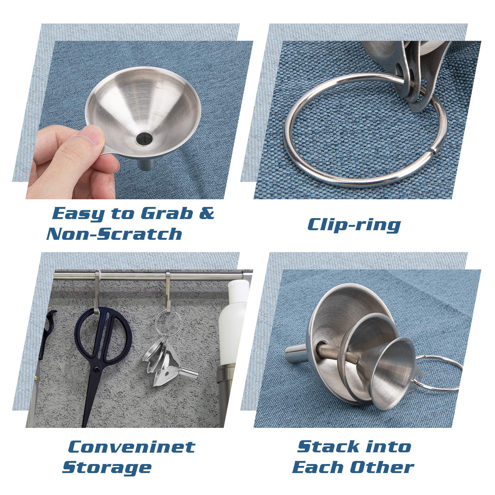 Funnel, 3Pcs Small Funnels For Filling Bottles, Kitchen Funnels For Filling Bottles, Food Grade Metal Funnels For Kitchen Use, S