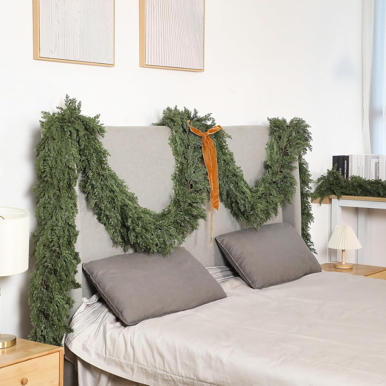 Jutom 1 Pcs 12 ft Thick Christmas Cedar Garland Artificial Realistic Soft and Flexible Full Faux Green Cedar Pine Garland for Ho