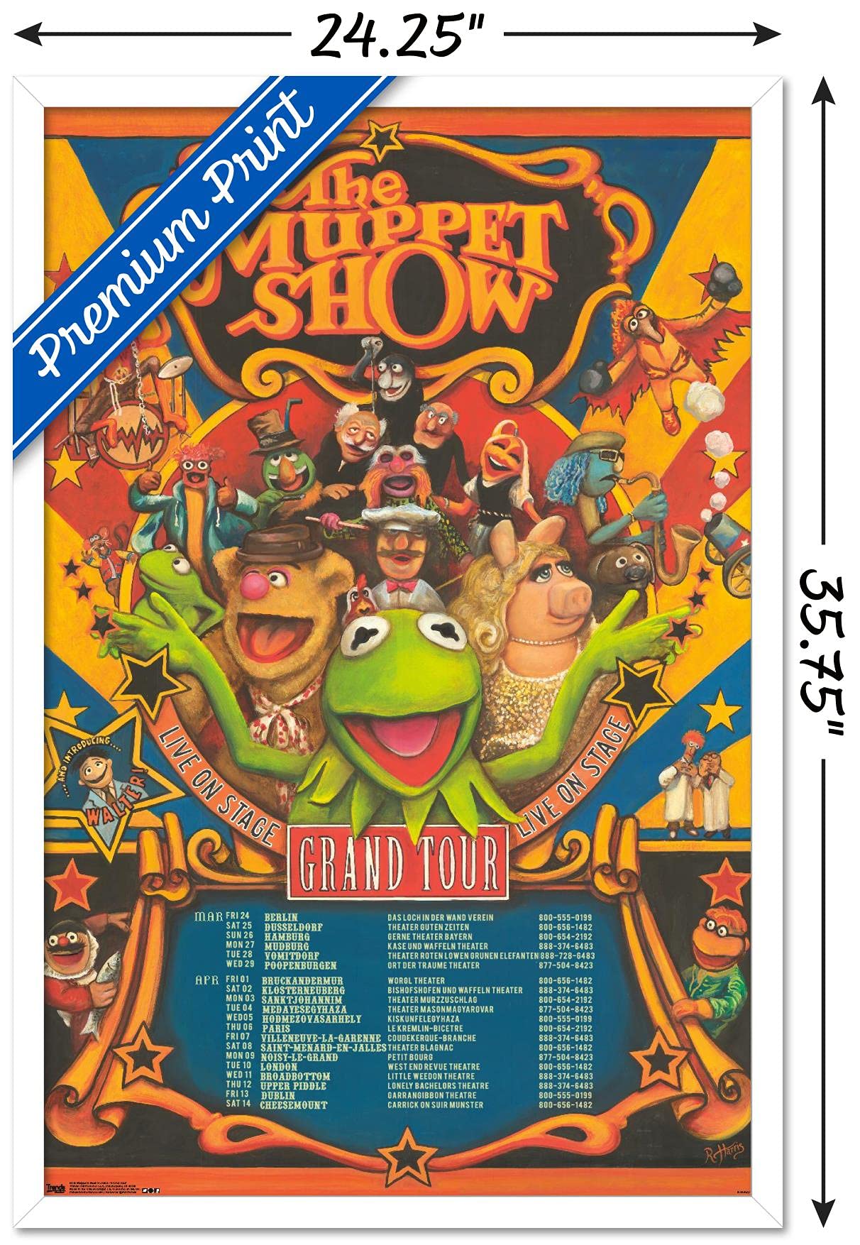 Trends International Disney The Muppets: Most Wanted - Grand Tour Wall Poster, 22.375'' X 34'', White Framed Version