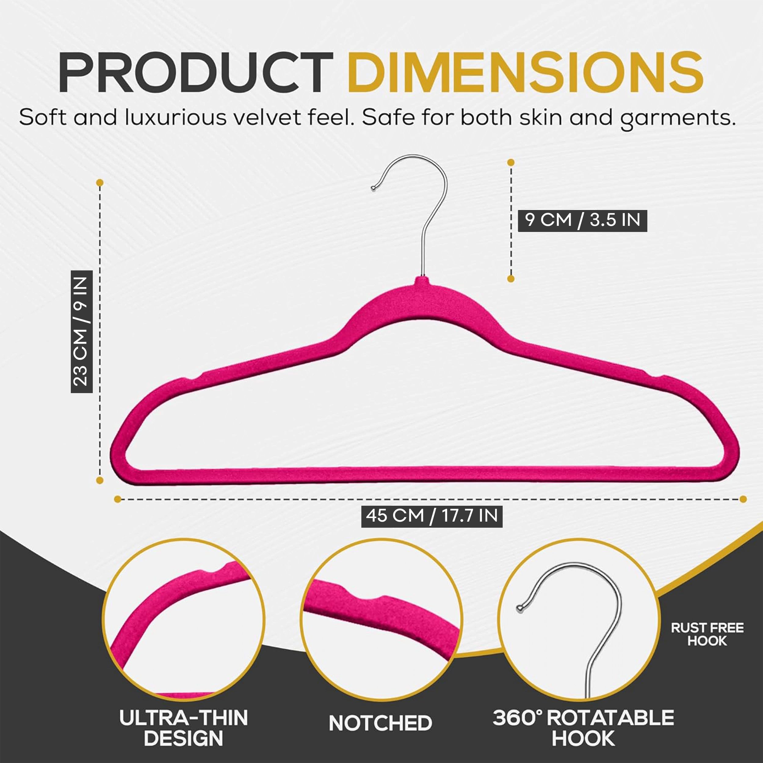 New Premium Quality Velvet Hanger (Set Of 50) - Ultra -Thin No Slip Velvet Suit Hangers - Swivel Rose Gold Hooks, Stronger Than