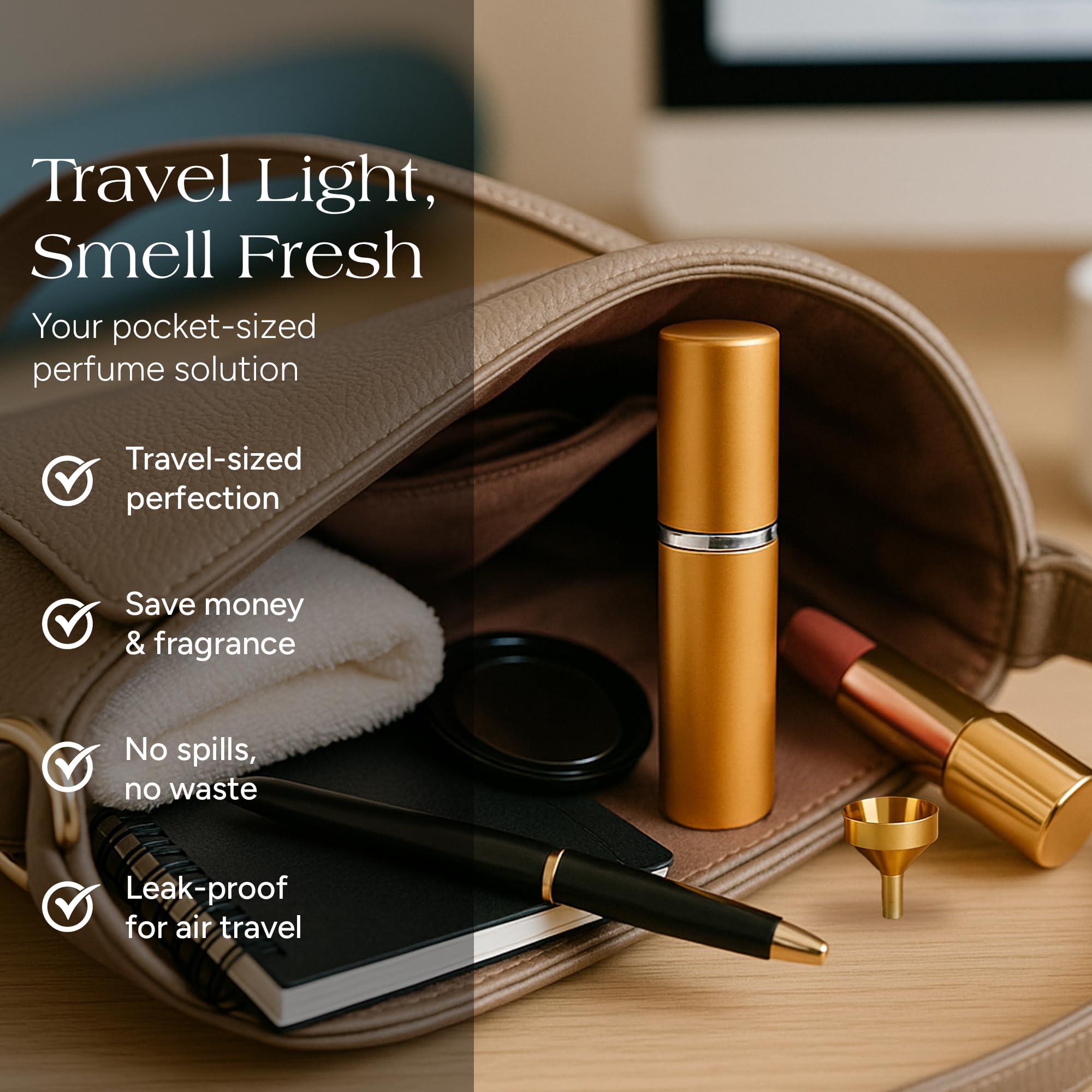 Zey Perfume Atomizers With 6 Funnels - Travel-Size And Leak-Proof Refillable Atomizer Sprayer For Perfume And Cologne - Safe For