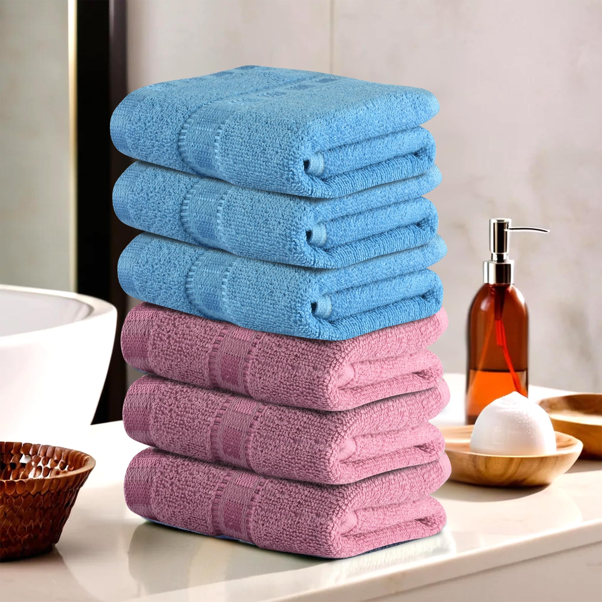 Kuber Industries Pack Of 6 Cotton Hand/Face Towels For Men & Women | Easily Washable | Workout Gym Napkins For Men | Pocket Towe