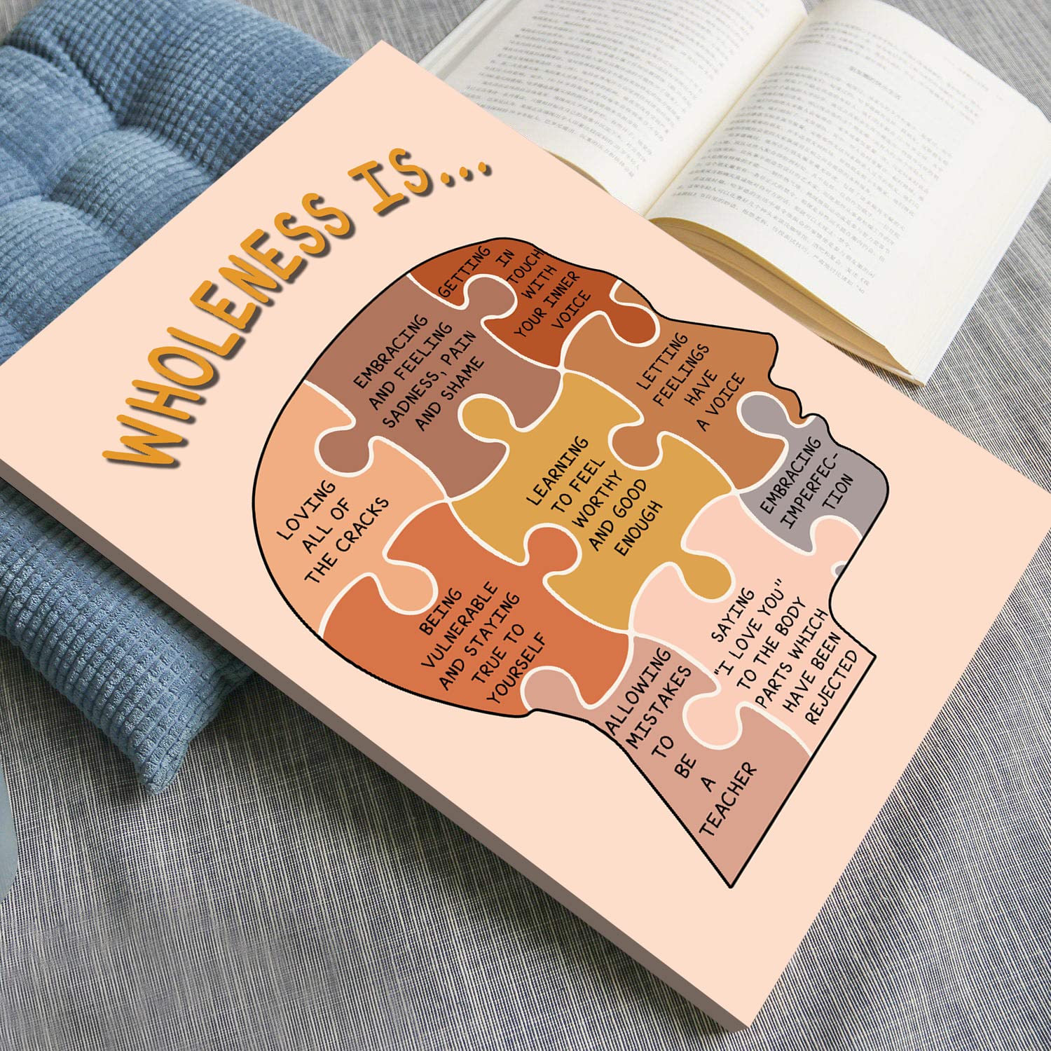 Loluis Mental Health Poster, Boho Therapy Tools Educational Supplies Art Print Classroom School Office Decor (Wholeness Is, Cust