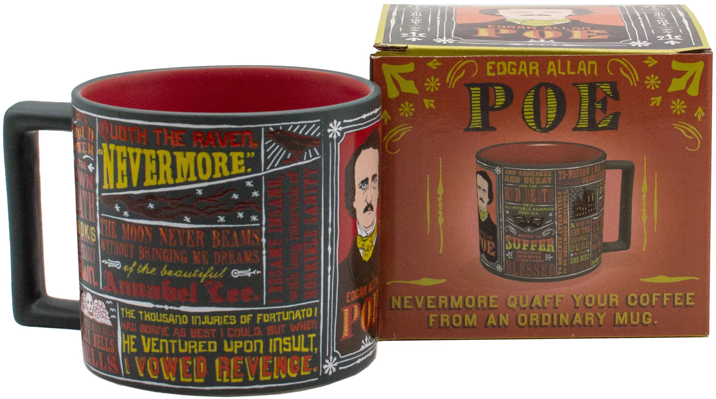 The Unemployed Philosophers Guild Edgar Allan Poe Coffee Mug - Famous Quotes and Portrait of the Gothic Horror Author - Comes in