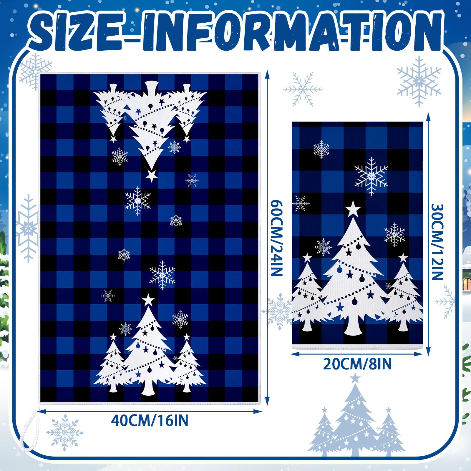 Sratte 6 Pcs Christmas Kitchen Towels Blue Black Buffalo Plaid Tea Dishtowels Absorbent Winter Gnome Truck Snowman Bathroom Hand