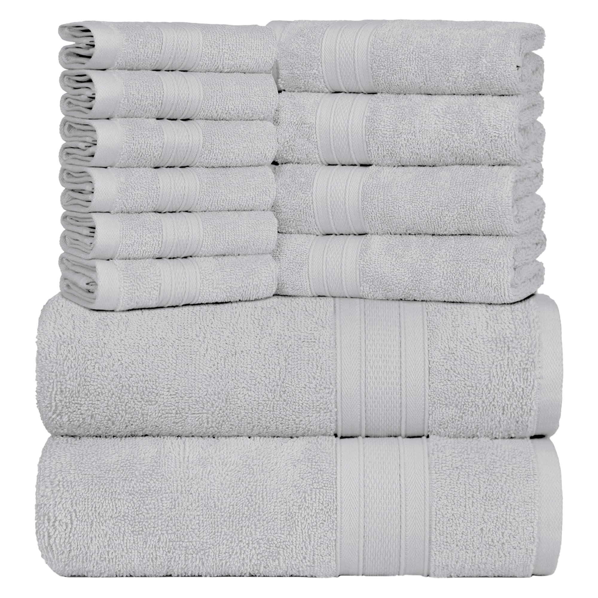 Trident Soft Comfort Air Rich Towels For Bath, 100% Cotton Towel, Super Soft, Highly Absorbent, 12 Pieces Towel Set, 500 Gsm - S