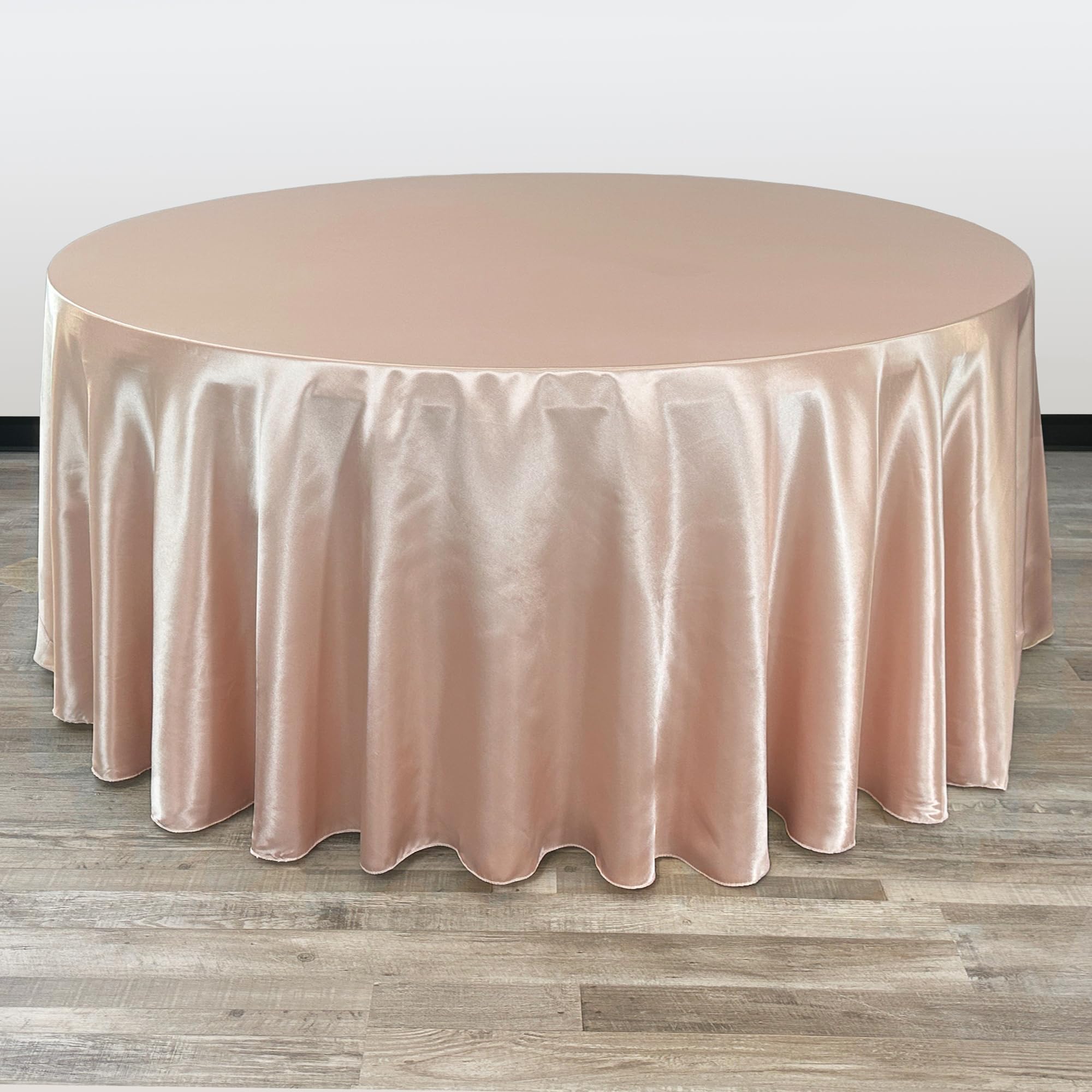 Your Chair Covers - 132 Inch Round Satin Tablecloth Blush, Round Table Linens For 6 Ft Round Banquet Tables