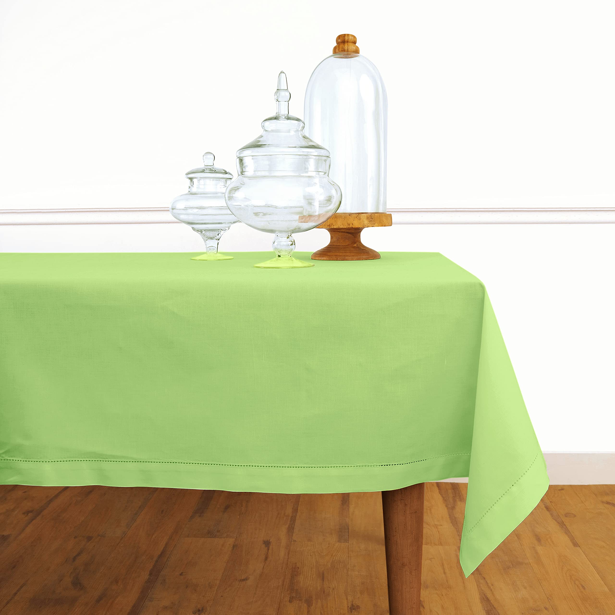 Solino Home Pumpkin Spice Tablecloth - Cotton Linen Hemstitch Tablecloth 58 X 120 Inch - Machine Washable Rectangle Table Cloth