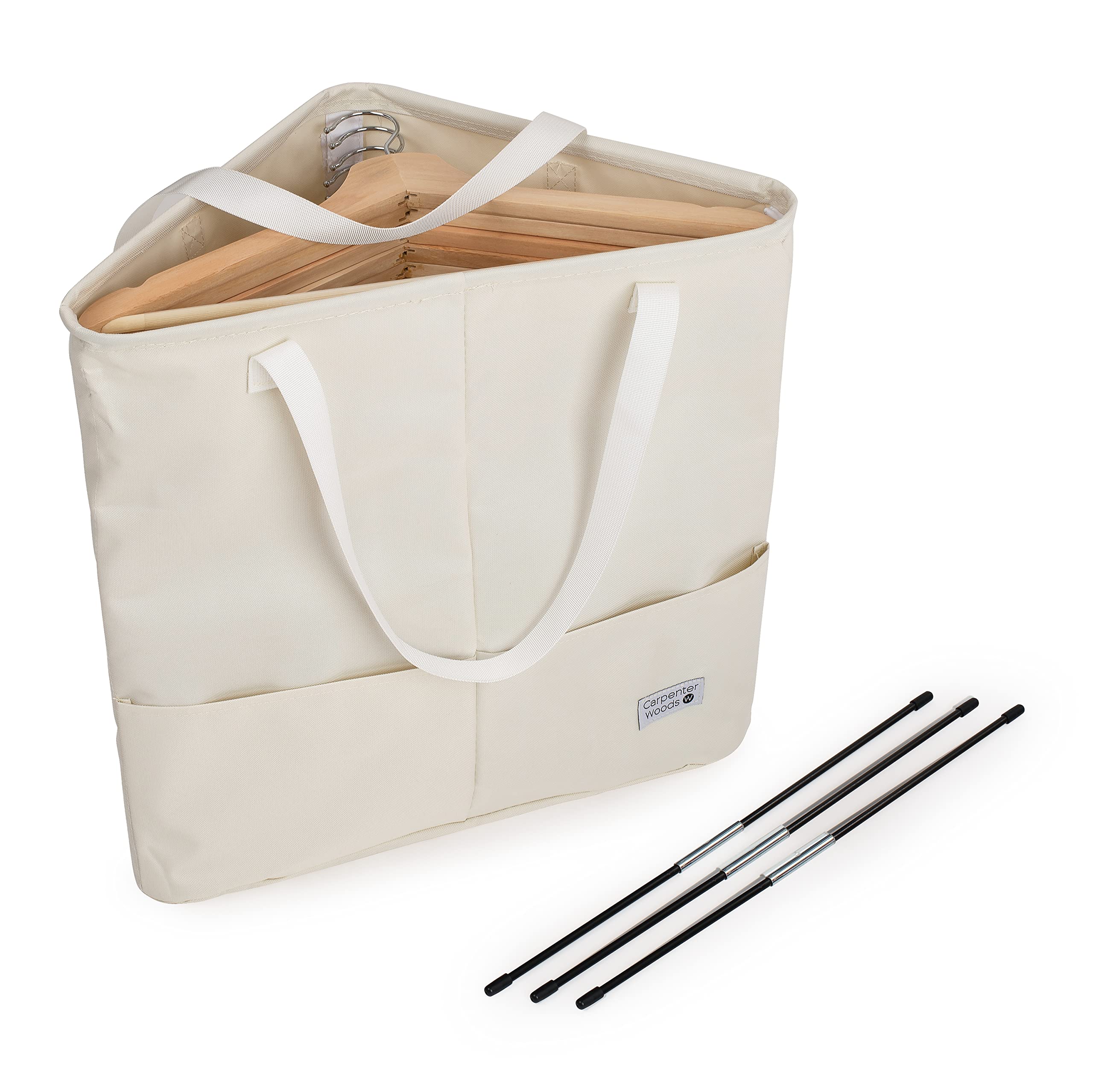 Carpenter Woods Clothes Hanger Organizer Bag With Handles (Beige White)