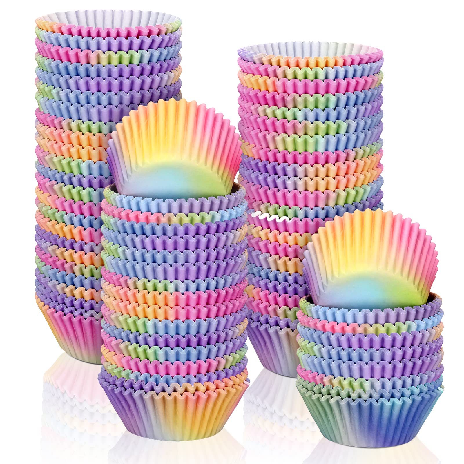 600 Count Aurora Cupcake Liners Rainbow Cupcake Wrappers Gradient Color Baking Cups Paper Muffin Cupcake Holders For Home Baking