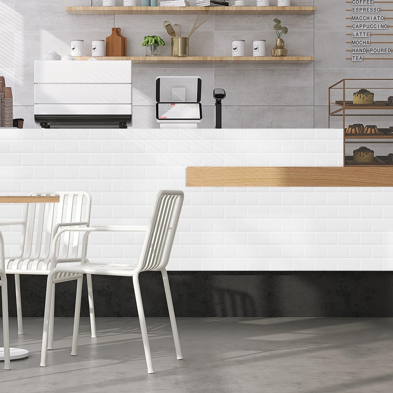 DEWOO White Peel and Stick Subway Tile Brick Backsplash Self Adhesive Wall Tiles for Kitchen Bathroom, 10-Sheet, 12  12