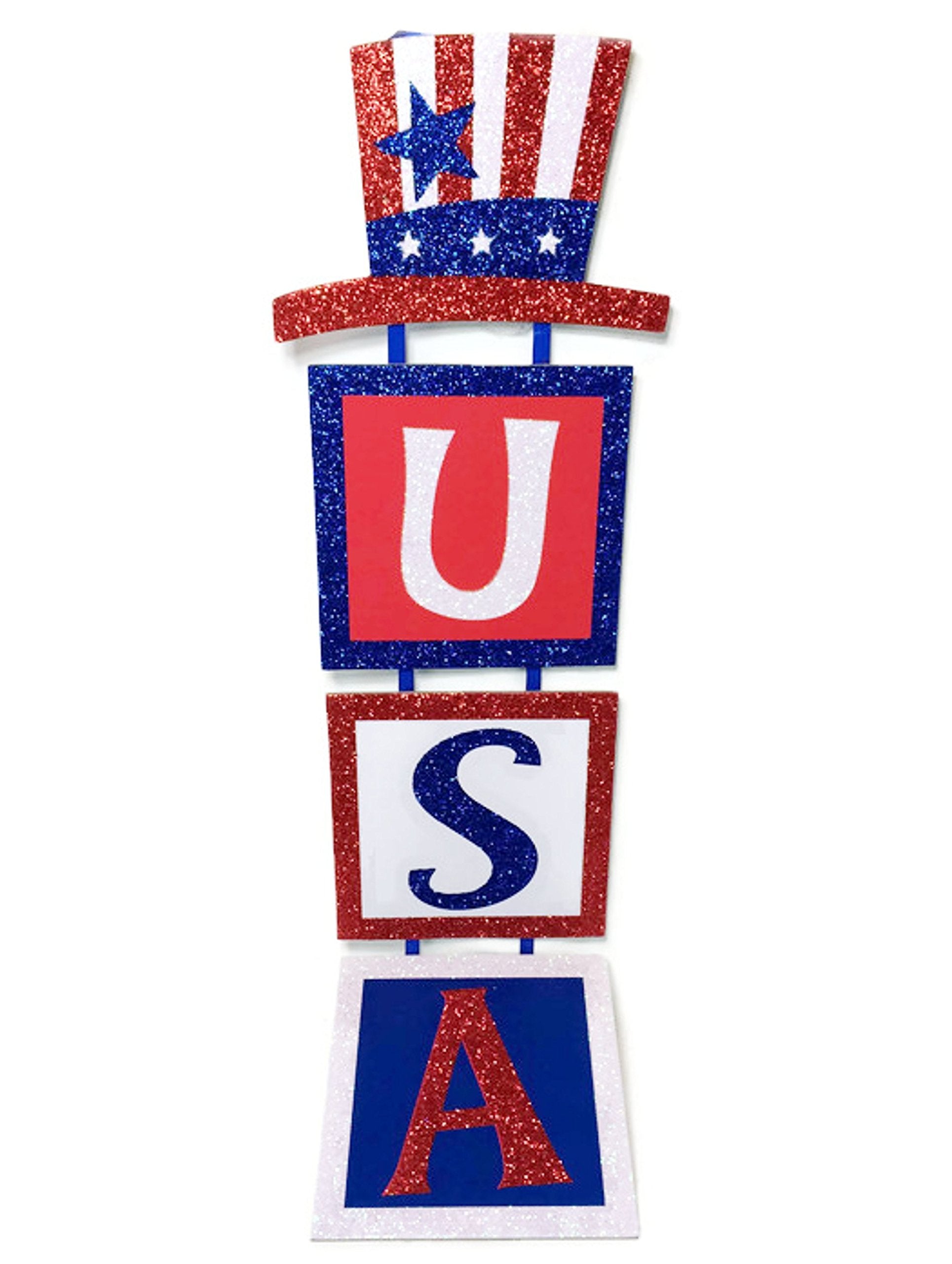 Patriotic Hanging Glitter Wall/Door Decoration - USA