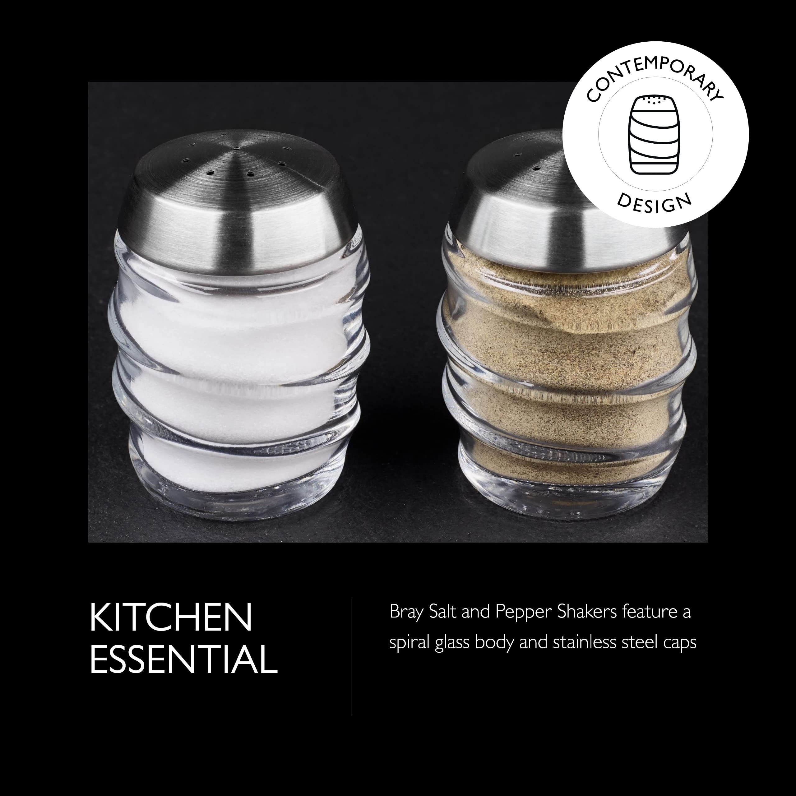 Cole & Mason Bray Salt & Pepper Shaker Set - Inverted Design - Medium Clear - Model H311833U - Hand Wash Kitchen Tools