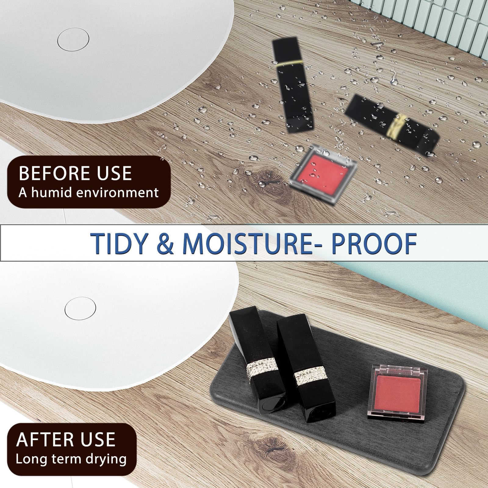 4Pcs Water Absorbing Stone Tray, Quick Drying Diatomite Stone Sink Tray, Water Absorbent Diatomite Coasters Used For Hand Soap D