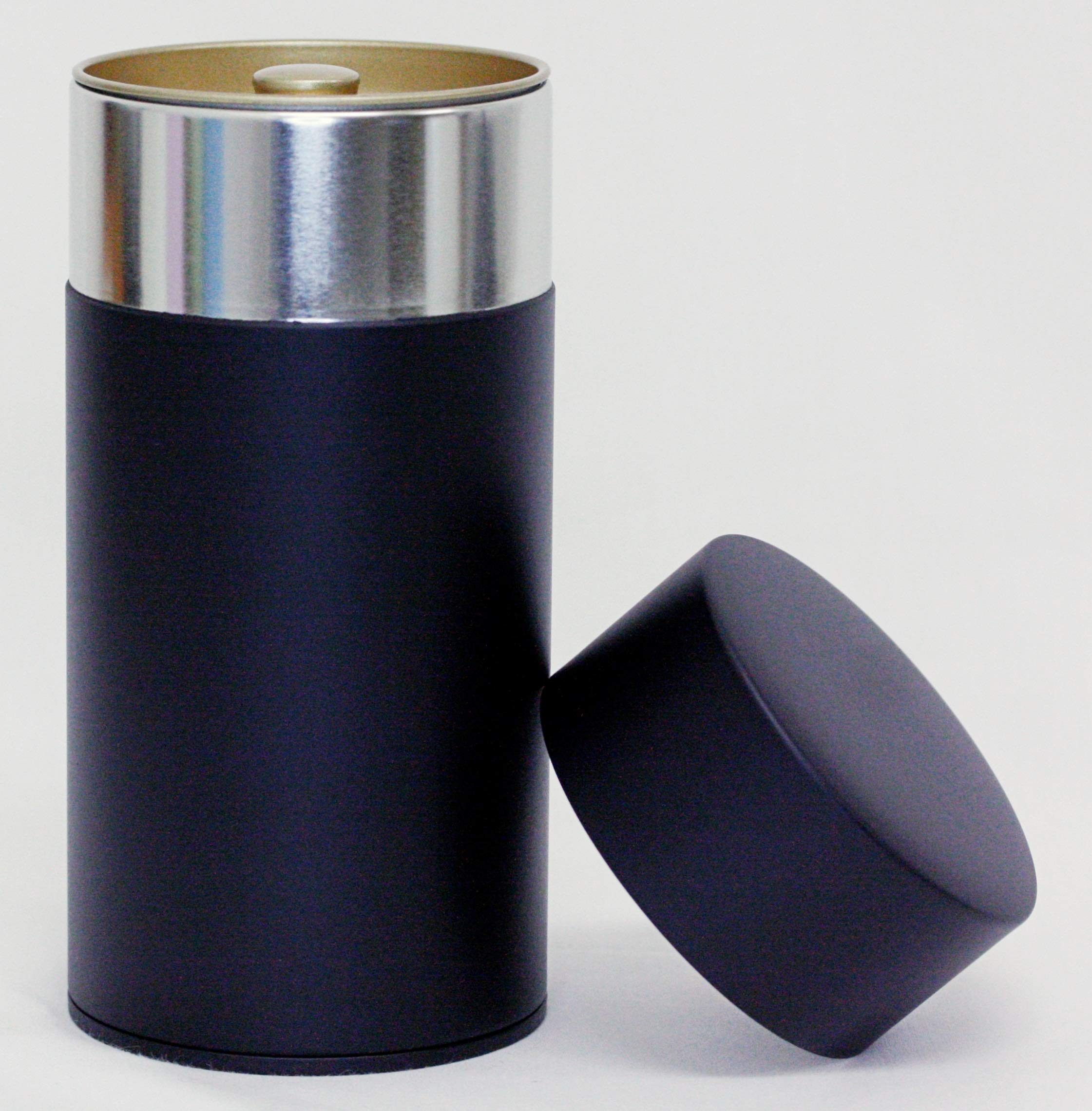 Kotodo Lacquer-Coated Tea Canister : Long 7Oz (200G) Matte Black, Japan