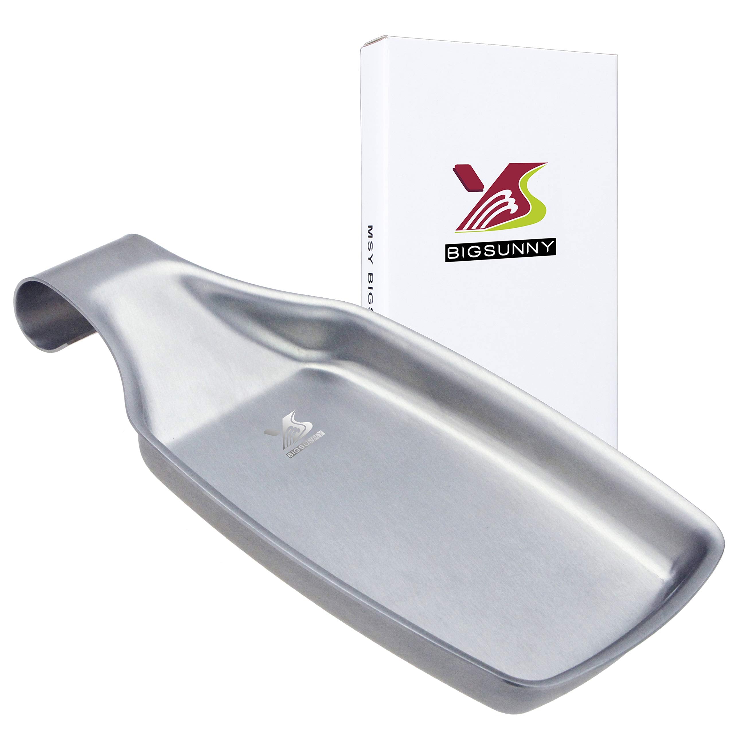 Msy Bigsunny Stainless Steel 304 Spoon Rests For Kitchen, Oversized, Long Lasting Brushed