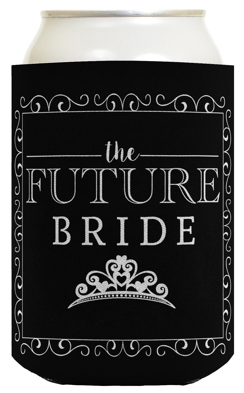 Bridal Shower Gifts Future Bride & Groom Wedding Gift 2 Pack Can Coolie Drink Coolers Coolies Black