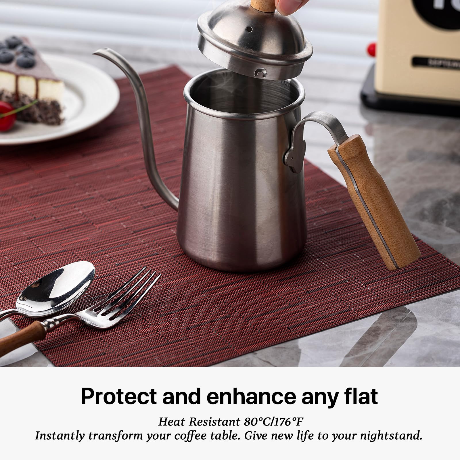 Lexmore Pvc Woven Placemats 12 Pcs Wipeable Indoor/Outdoor Table Mats Washable Vinyl Place Mats For Dining Table, Set Of 12-Burg