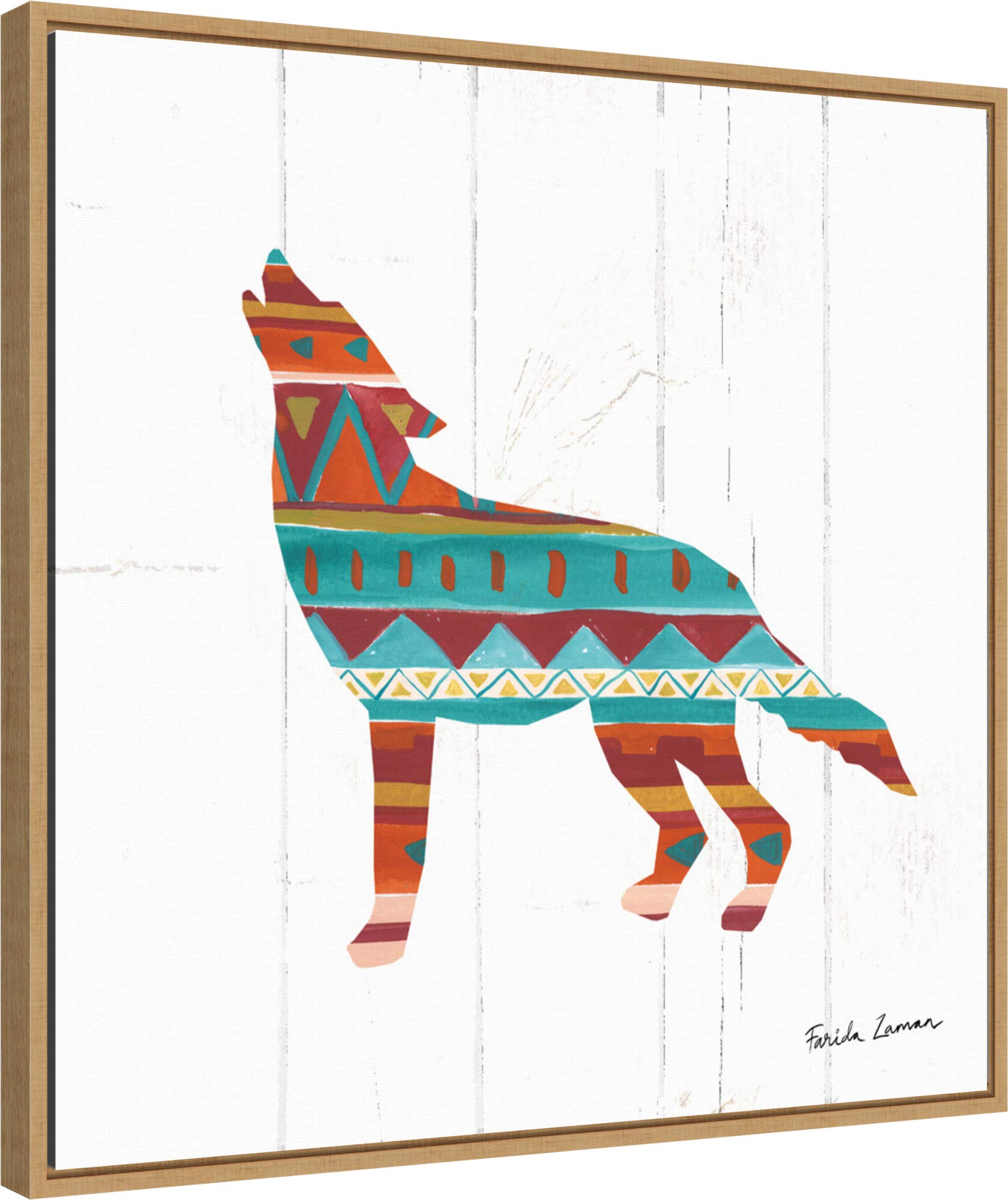 Amanti Art Framed Canvas Wall Art 22X22 Southwestern Vibes Vi Wolf By Farida Zaman, Framed Wall Art Canvas, Abstract Artwork, Mo