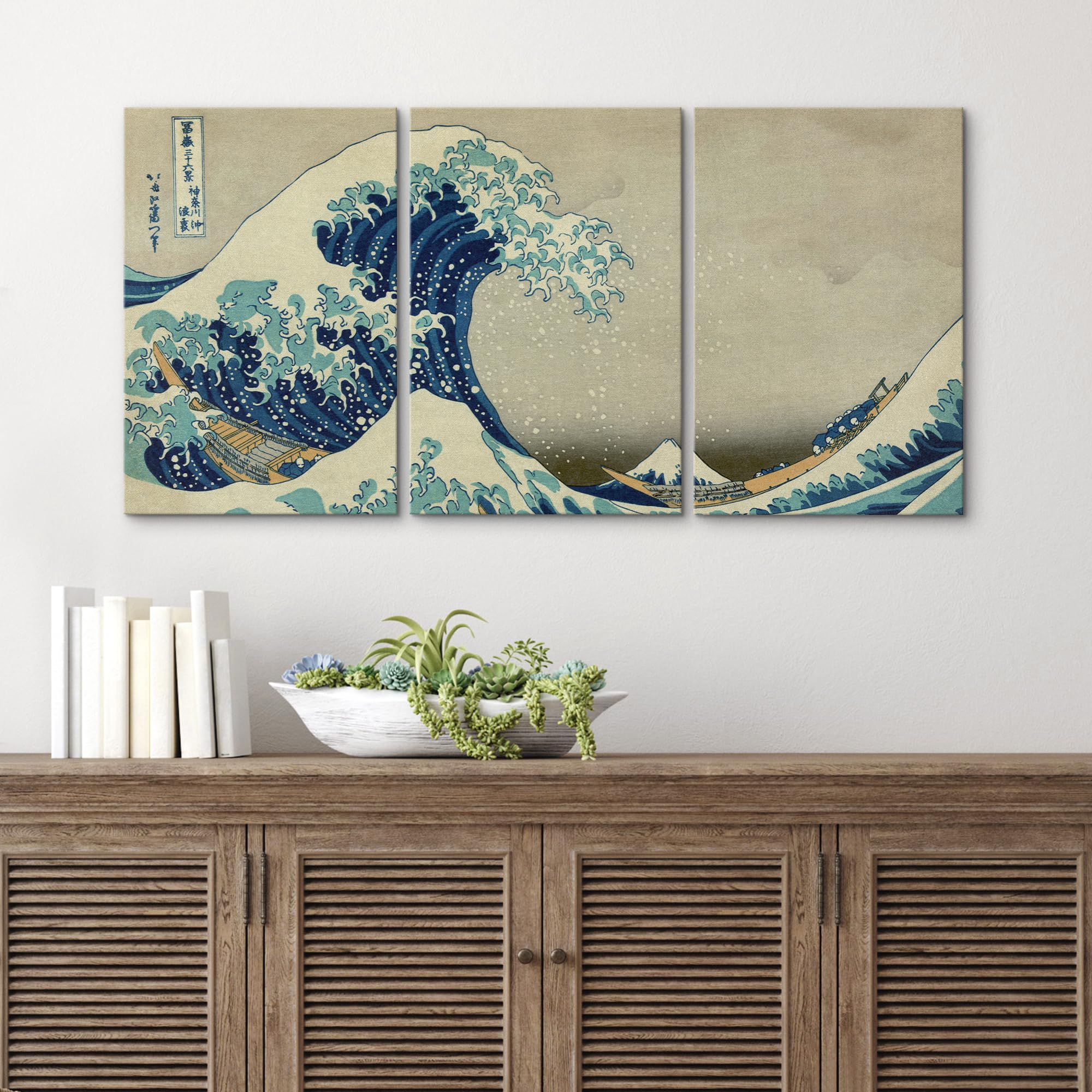 Wall26 Canvas Print Wall Art Set The Great Wave Off Kanagawa By Hokusai Cultural Historic Oil Painting Fine Art Reproduction Sce