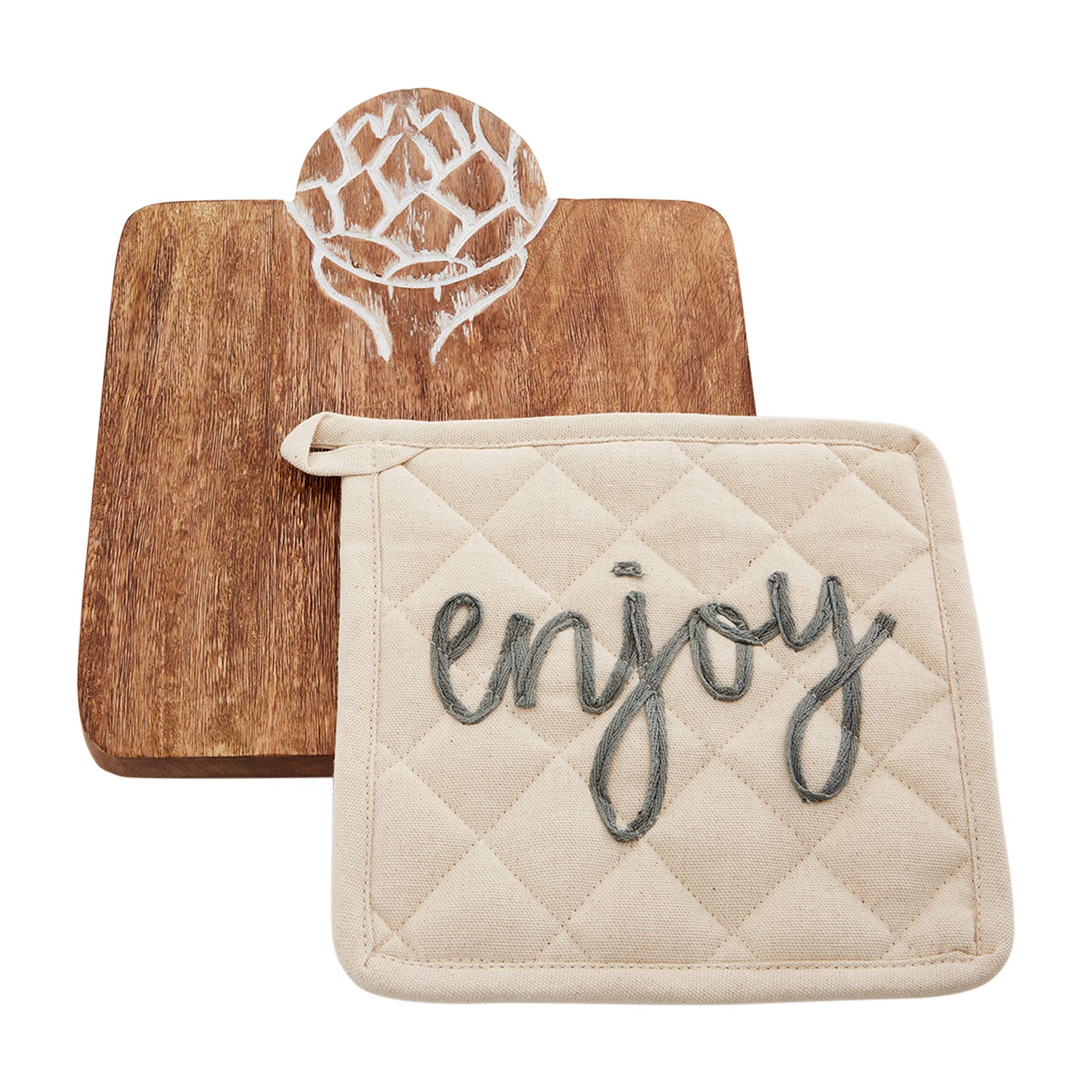 Mud Pie Pot, Trivet 11 1/2'' X 9'' | Holder 8'' X 8'', Artichoke