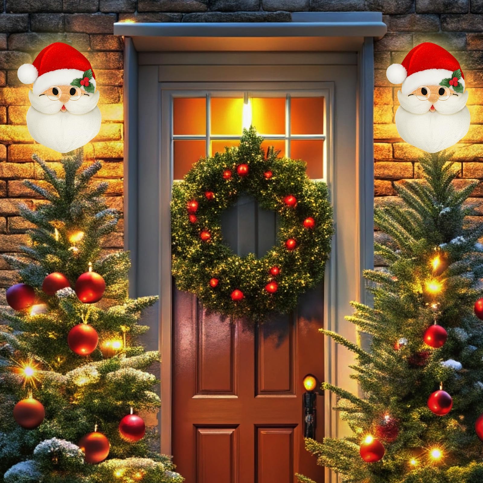 Mudder 2 Pcs Christmas Porch Light Covers Christmas Outdoor Hanging Decorations Flexible Outdoor Light Cover for Winter Xmas Por