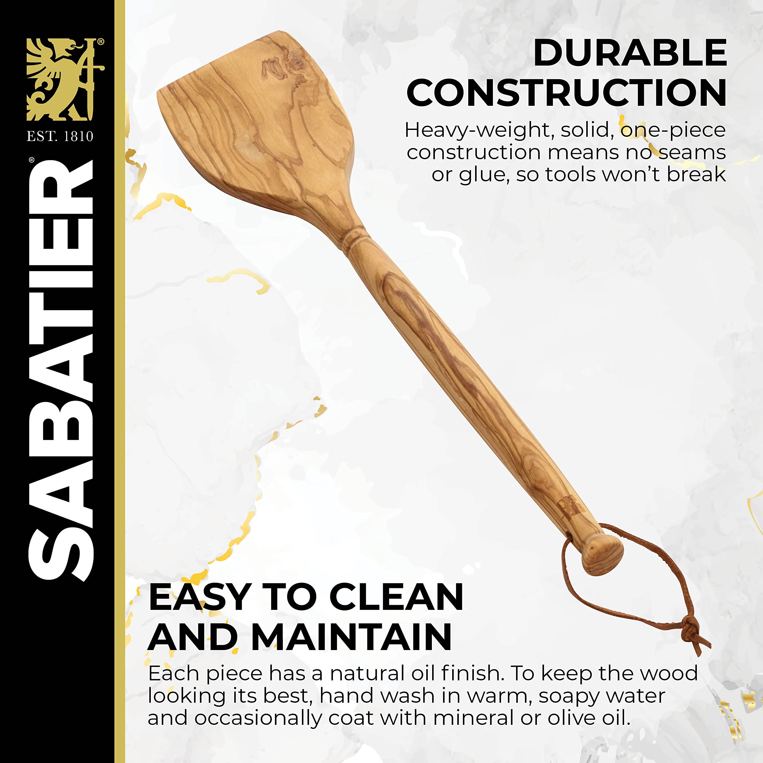 Sabatier Olivewood Turner, Perfect For Flipping, Scraping, And Chopping Food, 13.96 X 3.30 X 0.83 ''