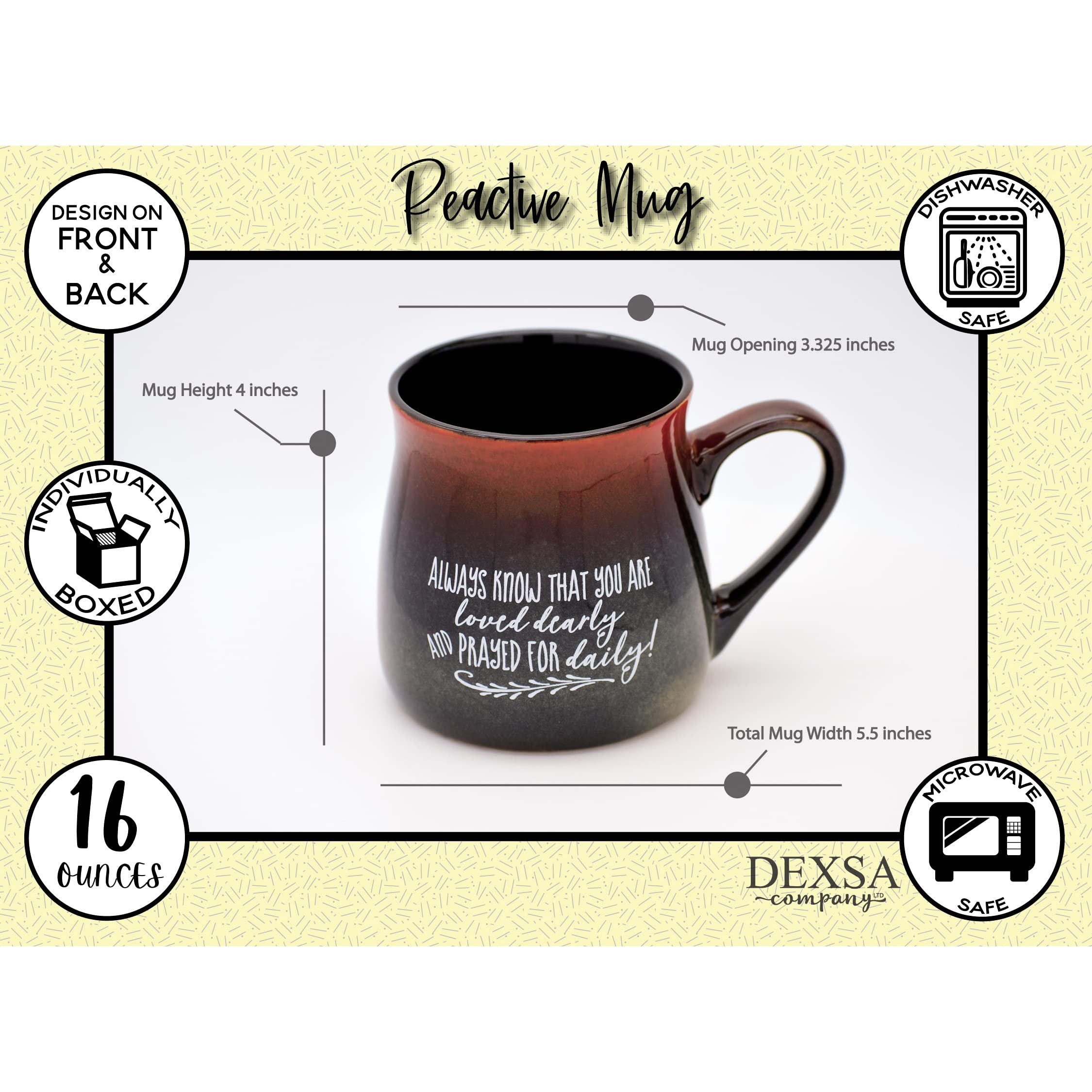 Loved Coffee Tea Soup Ceramic Mug | Always Know That You Are Loved & Prayed For Daily | 16 Ounce Designer Mug With Inspiring Sen