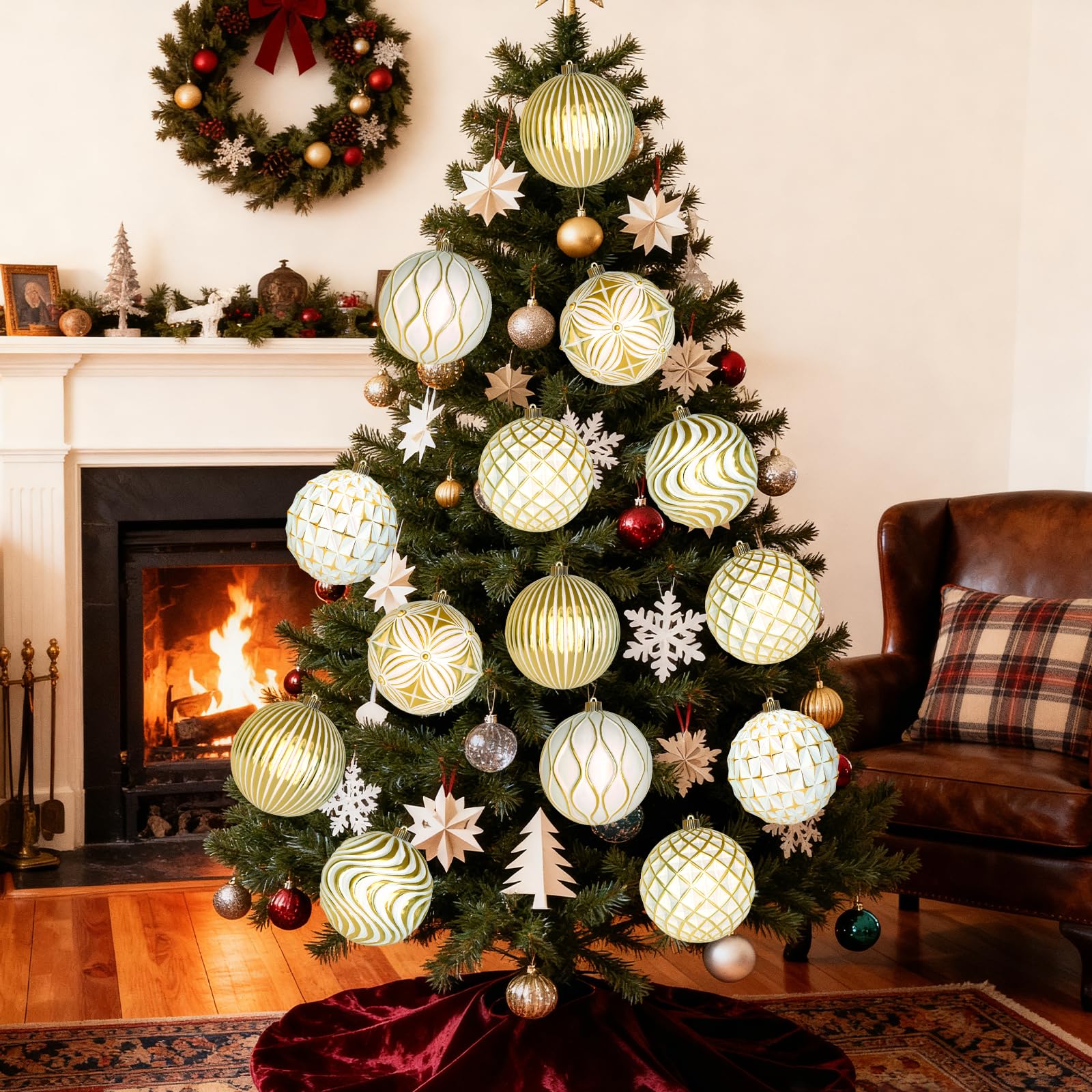 Lanpn 6 Pcs 8 Large Christmas Balls Ornaments, Outdoor Xmas Tree Hanging Decorations, Shatterproof Christmas Ball Ornament Set f