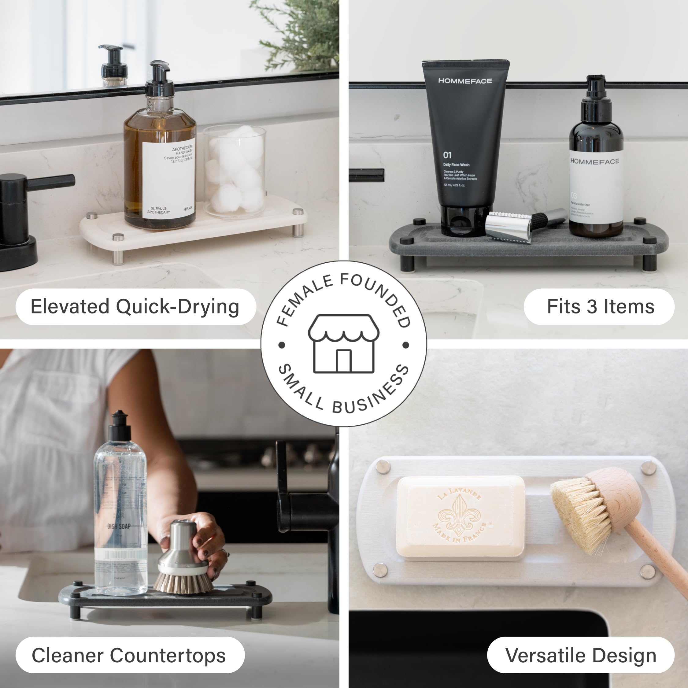 Dorai Home Sink Caddy - Dries Instantly And Prevents Moisture Buildup - Stainless Steel Feet With Rubber Bottom - Functional Des
