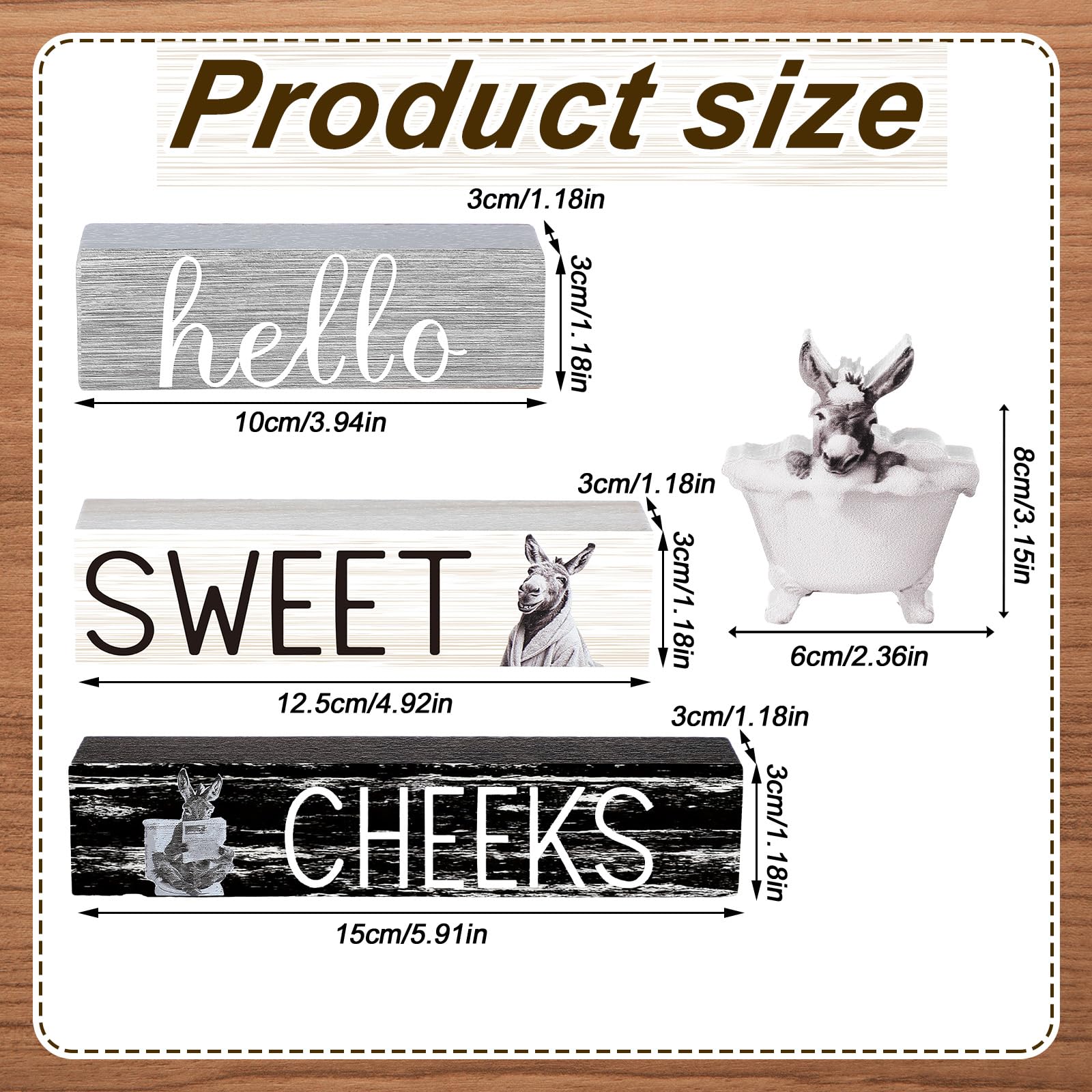 Cinnvoice 4 Pcs Funny Donkey Bathroom Decor Farmhouse Donkey Bathroom Decoration Western Hello Sweet Cheeks Table Centerpiece Ch