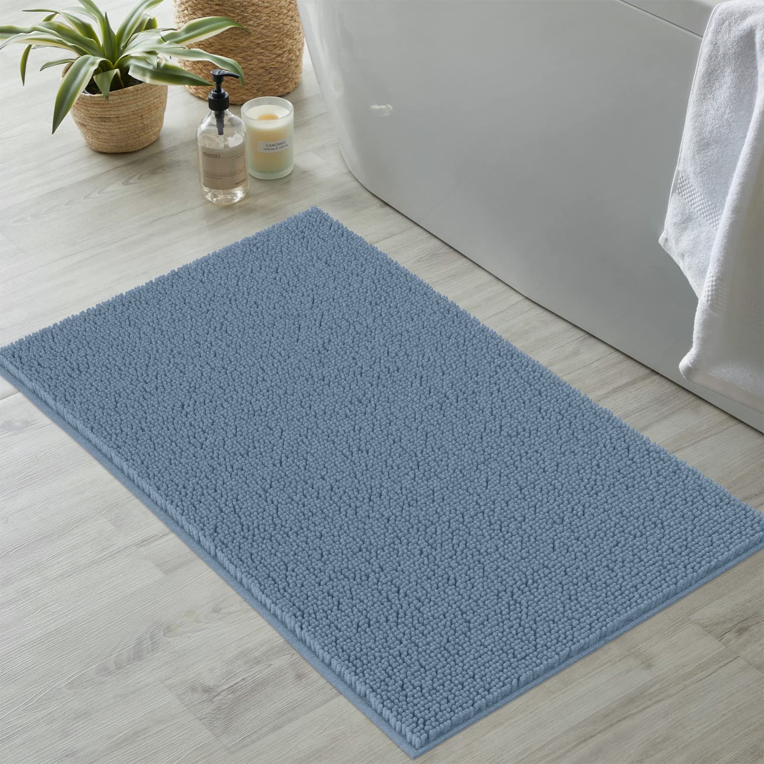 Luxurux 1    Plush Chenille Bath Rug - Super Soft, Non-Slip, And Highly Absorbent Bathroom Mat, Machine Washable For Easy Care (