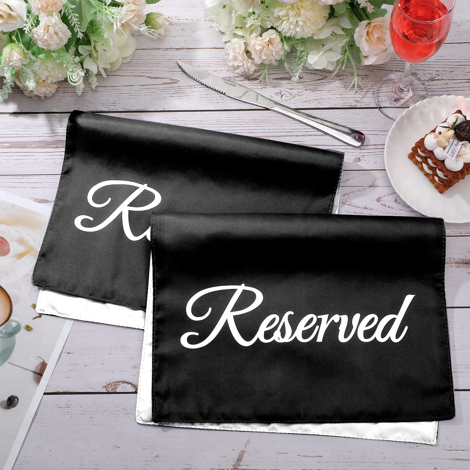 CHENGU 20 Pack Reserved Seating Signs for Chairs Church Pew Reserved Signs Cloths Placeholder for Wedding Celebrations Reception