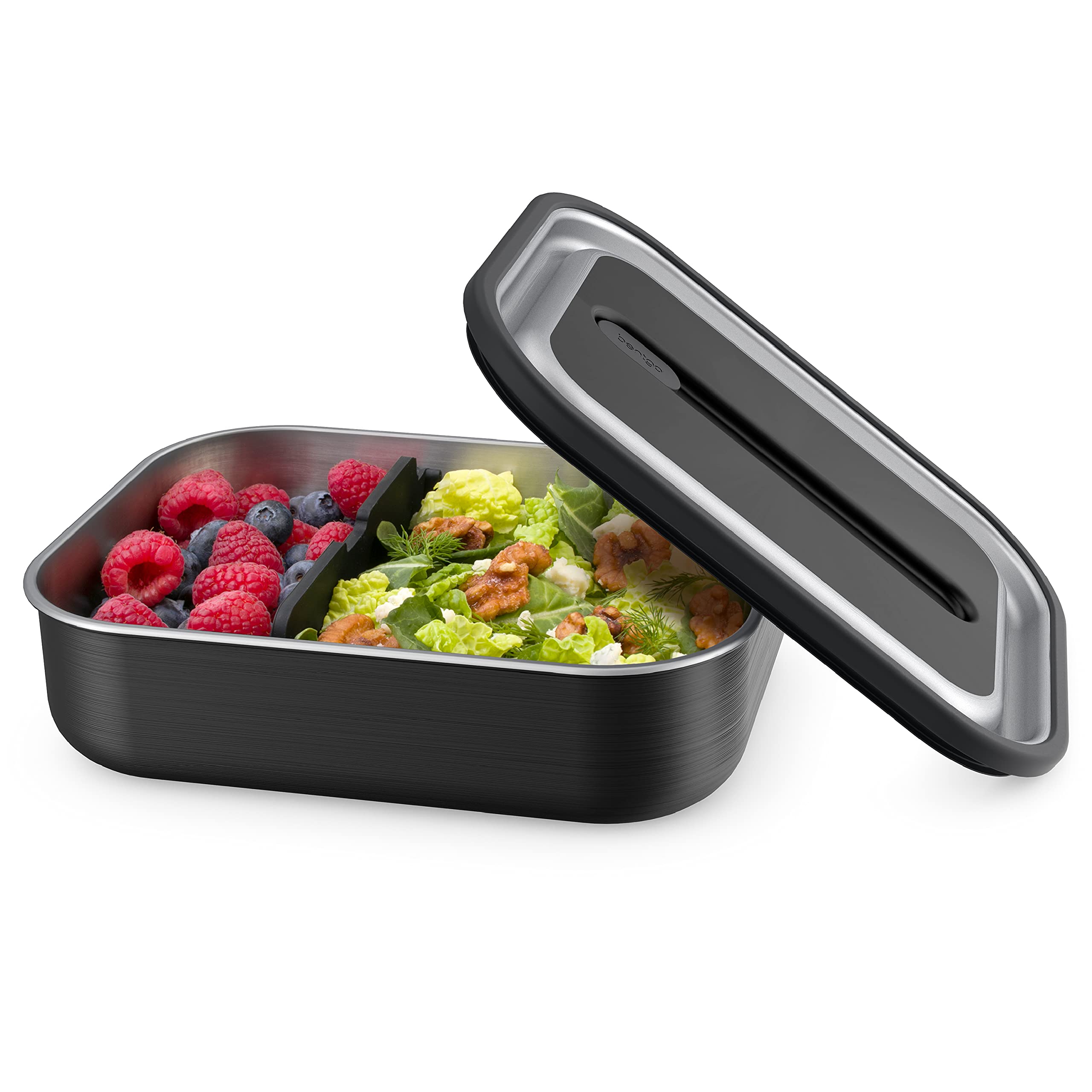 Bentgo MicroSteel Leak-Proof Lunch Box - Microwave-Safe, Oven-Safe, Bento-Style Container with Removable Divider, Airtight Lid, 