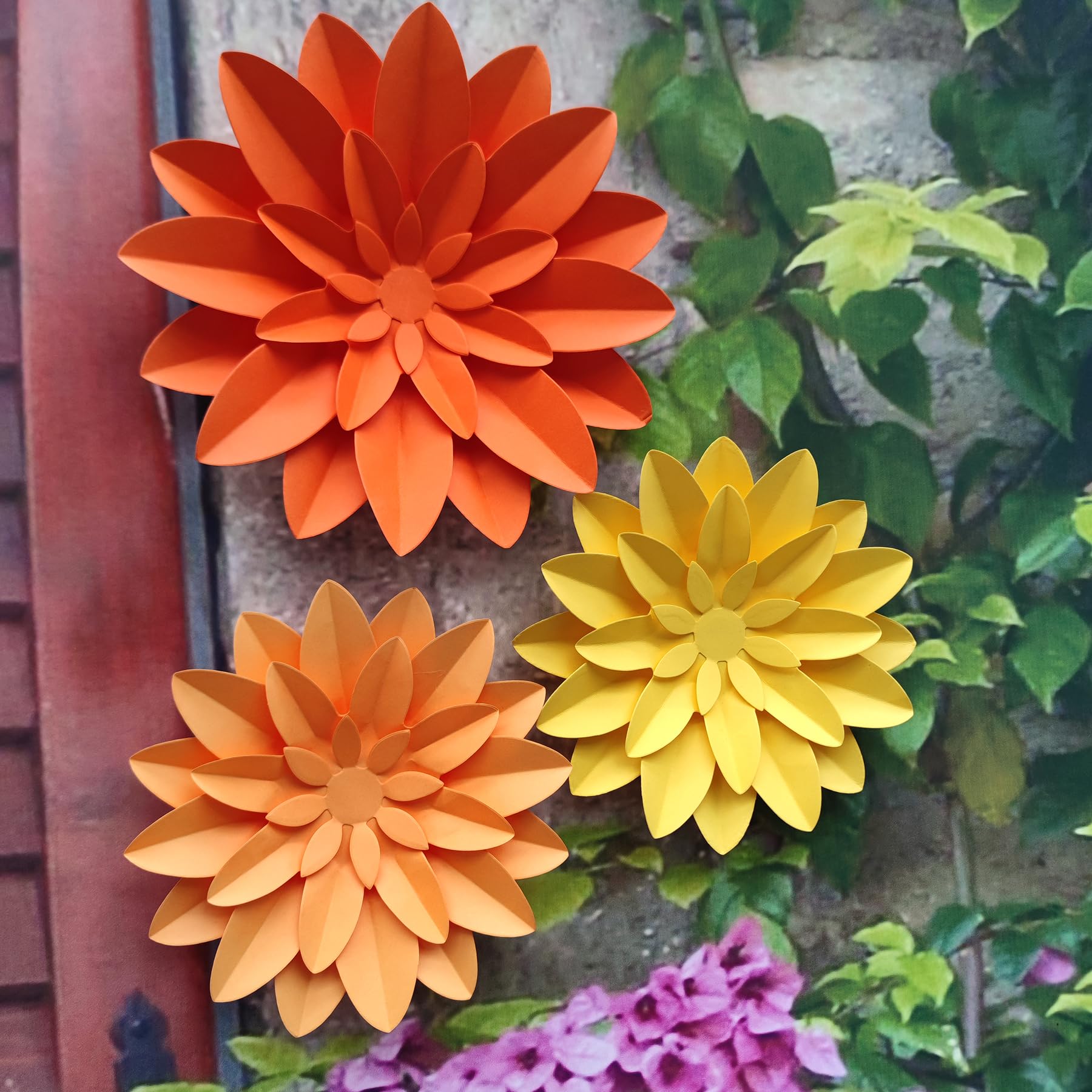 Mybbshower Orange Flower (9 inch-6 inch) for Fall Autumn Thanksgiving Harvest Party Wall Wedding Backdrop Bridal Shower Centerpi