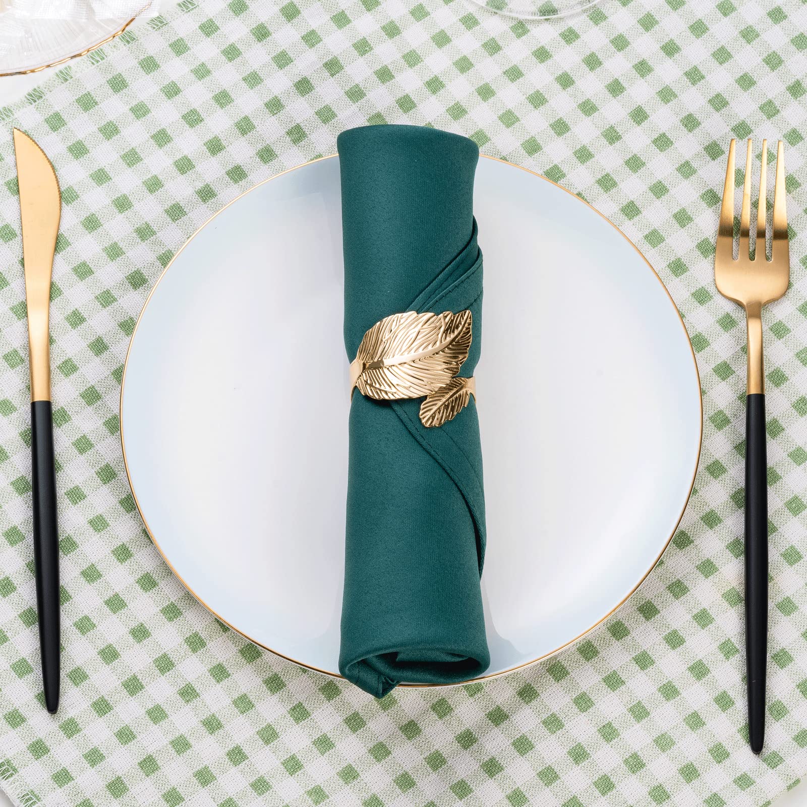 Gold Leaf Napkin Rings Set Of 8, Metal Material