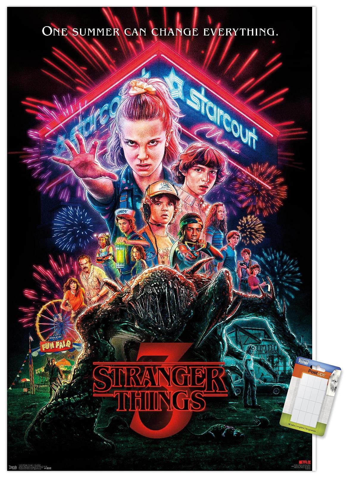 Trends International Netflix Stranger Things: Season 3 - One Sheet Wall Poster, 22.375'' X 34'', Poster & Mount Bundle