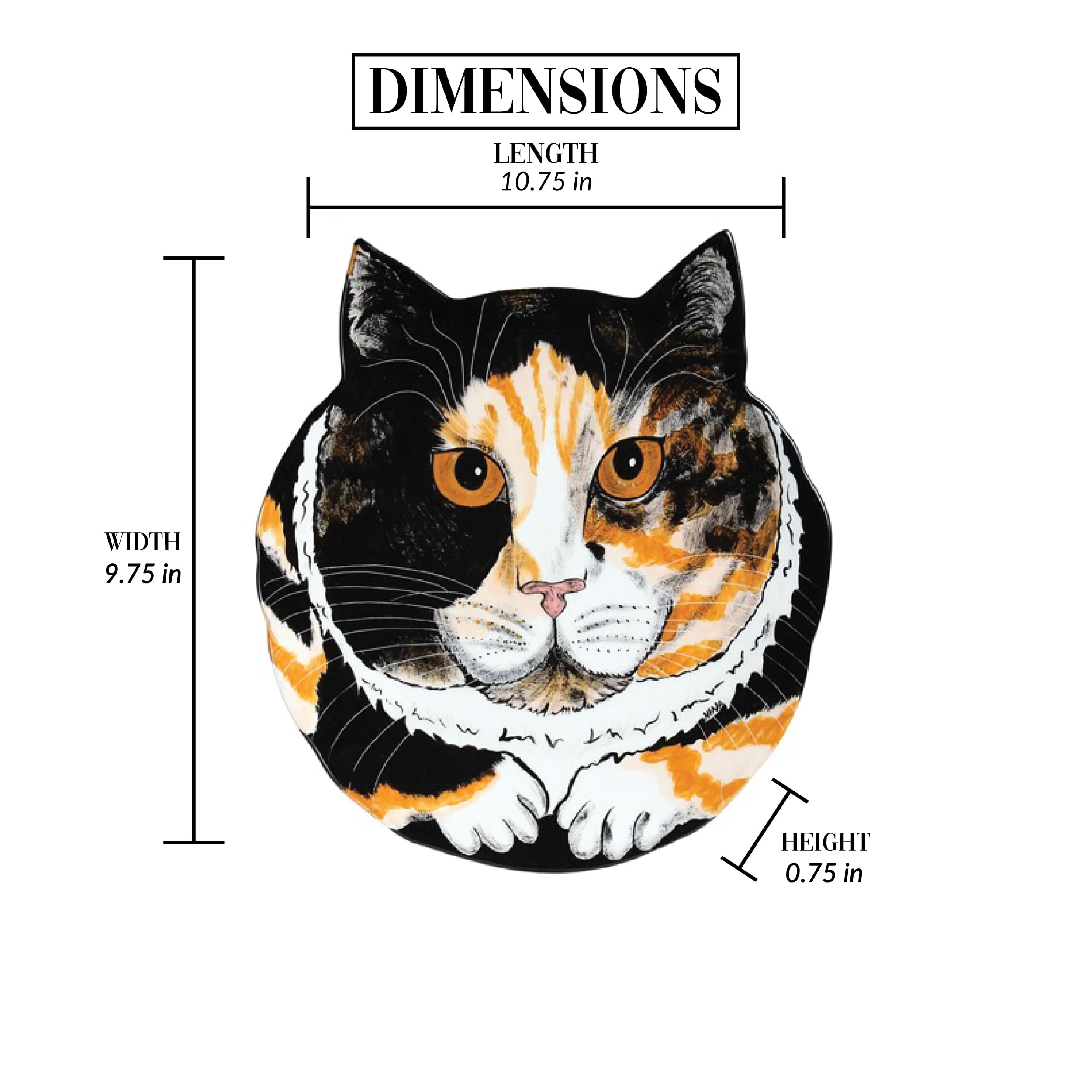 Pavilion Gift Company Sydney-Calico-10.75'' Cat Plate, 10.75'', Multicolored