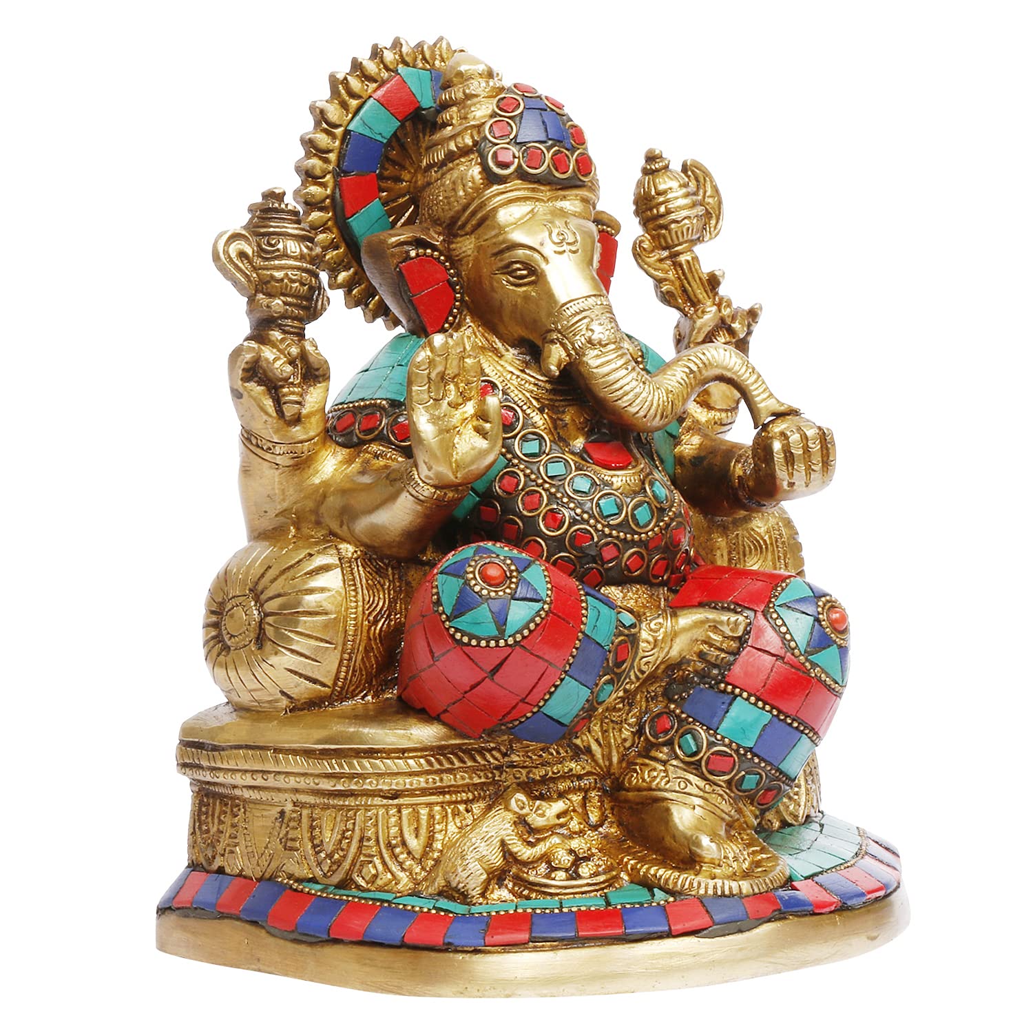 Artvarko Ganesha Statue Ganesh Idol Brass With Inlay Work For Home Dcor Living Room Office Murti Showpiece Religious Temple 7.5