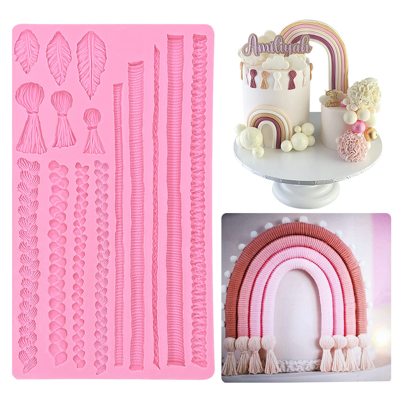 Hemp Rope Fondant Molds, Macrame Tassel Cake Decorating Silicone Molds, Kitchen Candy Chocolate Baking Tools For Cookie Mousse C