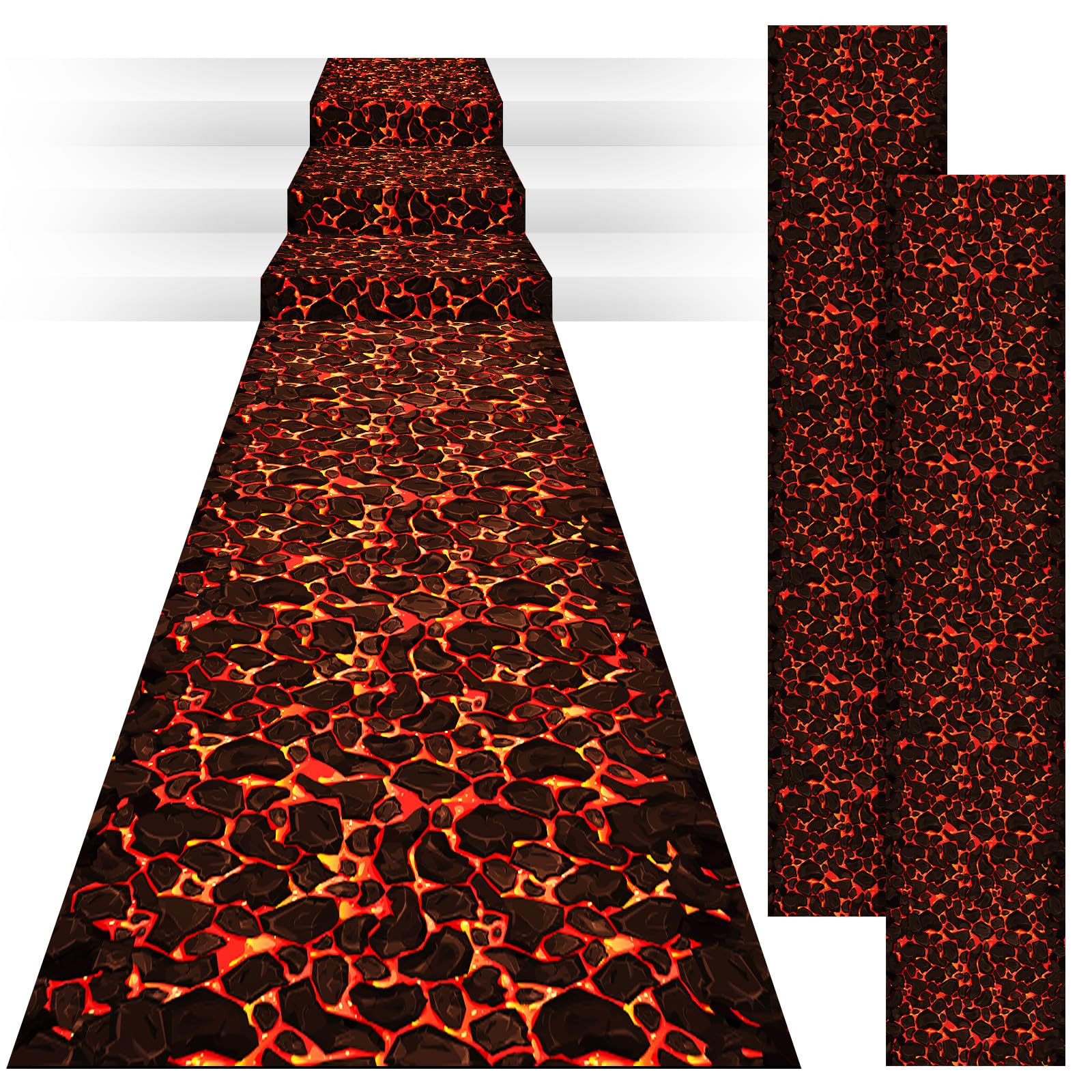 Pinkunn 24 Inch x 10 ft Plastic Hot Coals Runner Party Decorations Lava Themed Party Theme Tablecloth Runner Table Floor Cover f