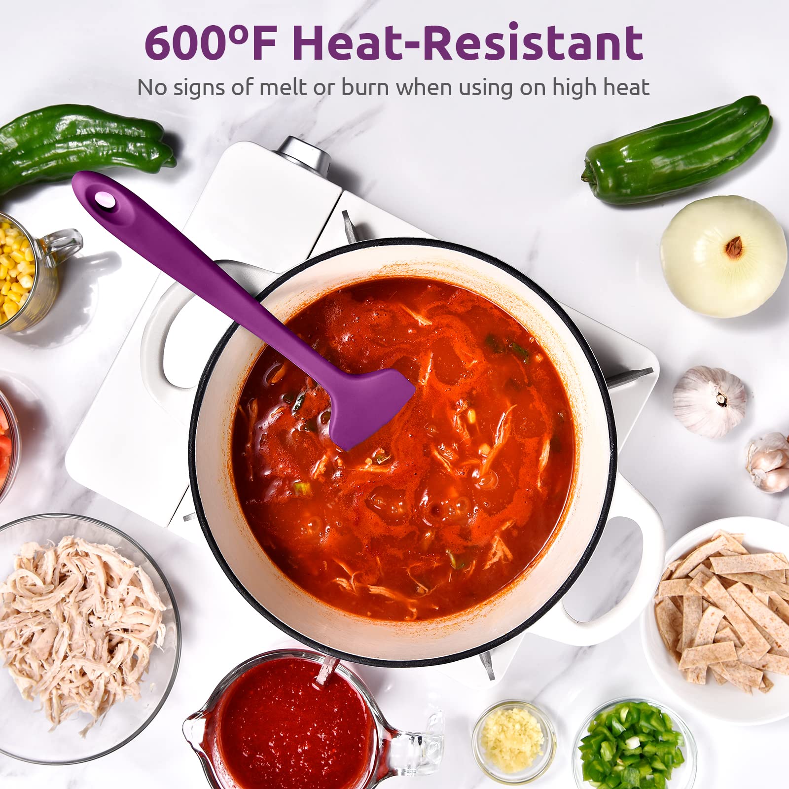 Heat Resistant Silicone Large Spatula: U-Taste 600F High Heat Flexible 11.38In Silicon Mixing Stirring Cooking Scraping Baking B