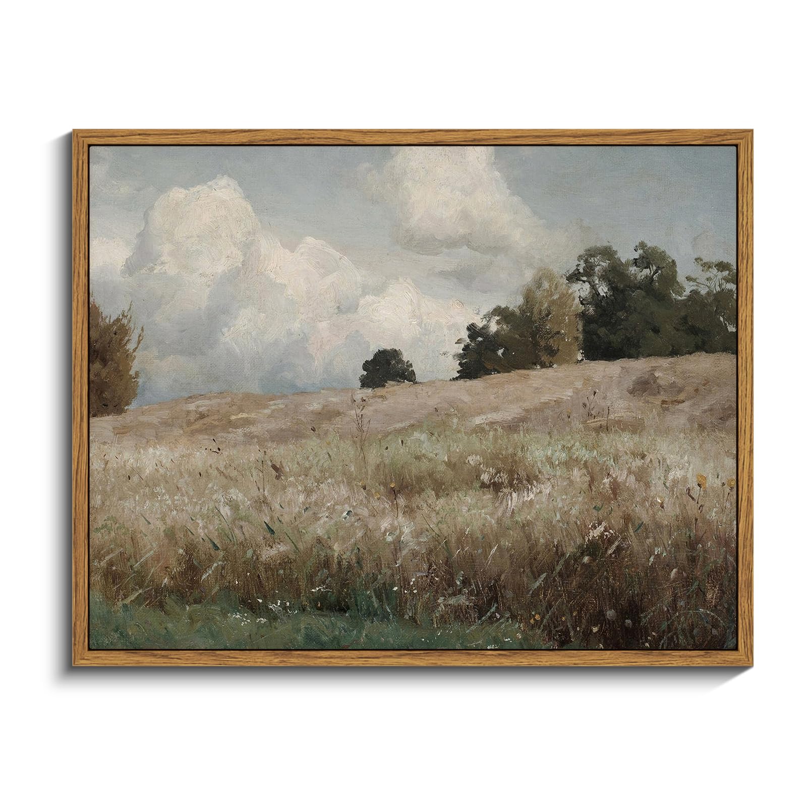 Insimsea Framed Canvas Wall Art Vintage Decor, Cornfield Countryside Scenery Rustic Farmhouse Wall Decor, Country Decor Wall Art