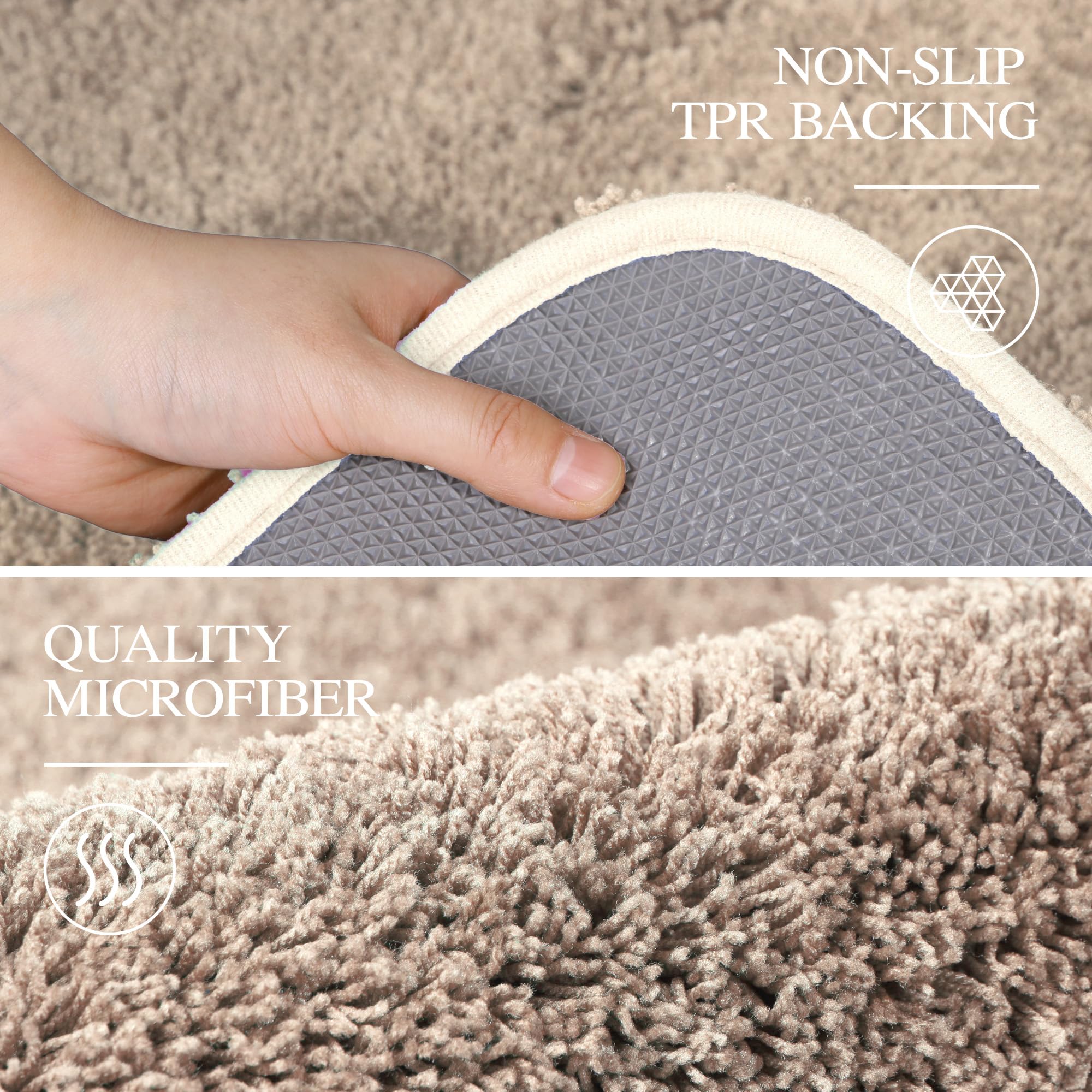 Walensee Bath Rug for Bathroom Non Slip Bathroom Mat (20 x 32  Beige) Water Absorbent Soft Microfiber Shaggy Bathroom Rug Machine Washable Bath Mat for Bathroom Thick Plush Shower Mat