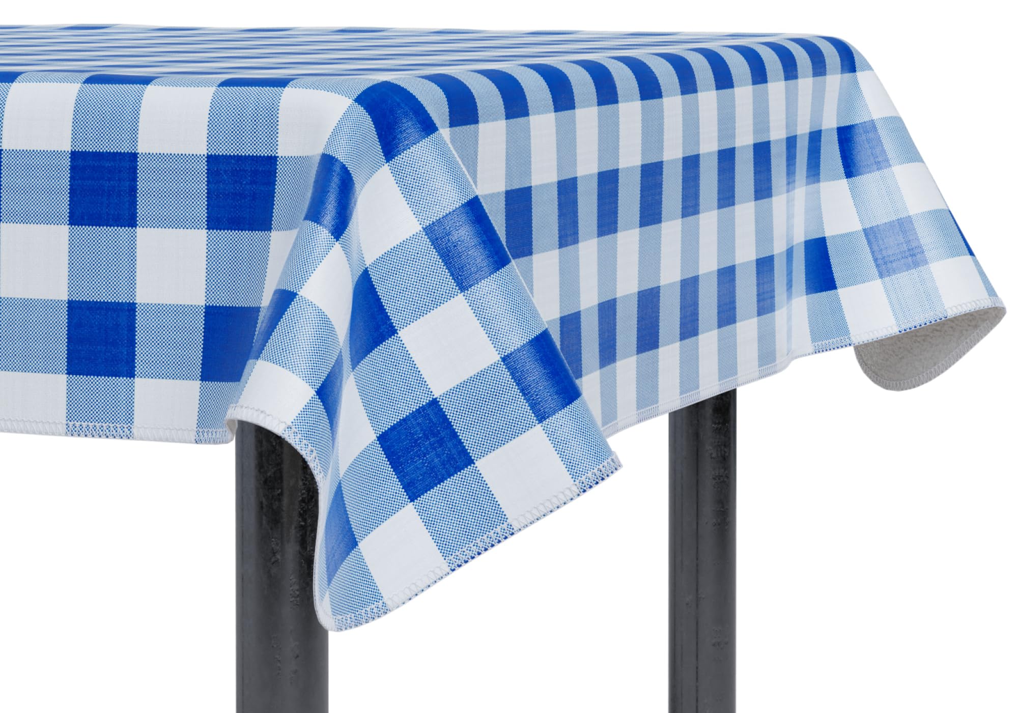 Sorfey Tablecloth - Vinyl With Flannel Back, 52''X72'' Rectangle, Water Proof, Easy To Clean, Checked Blue Design